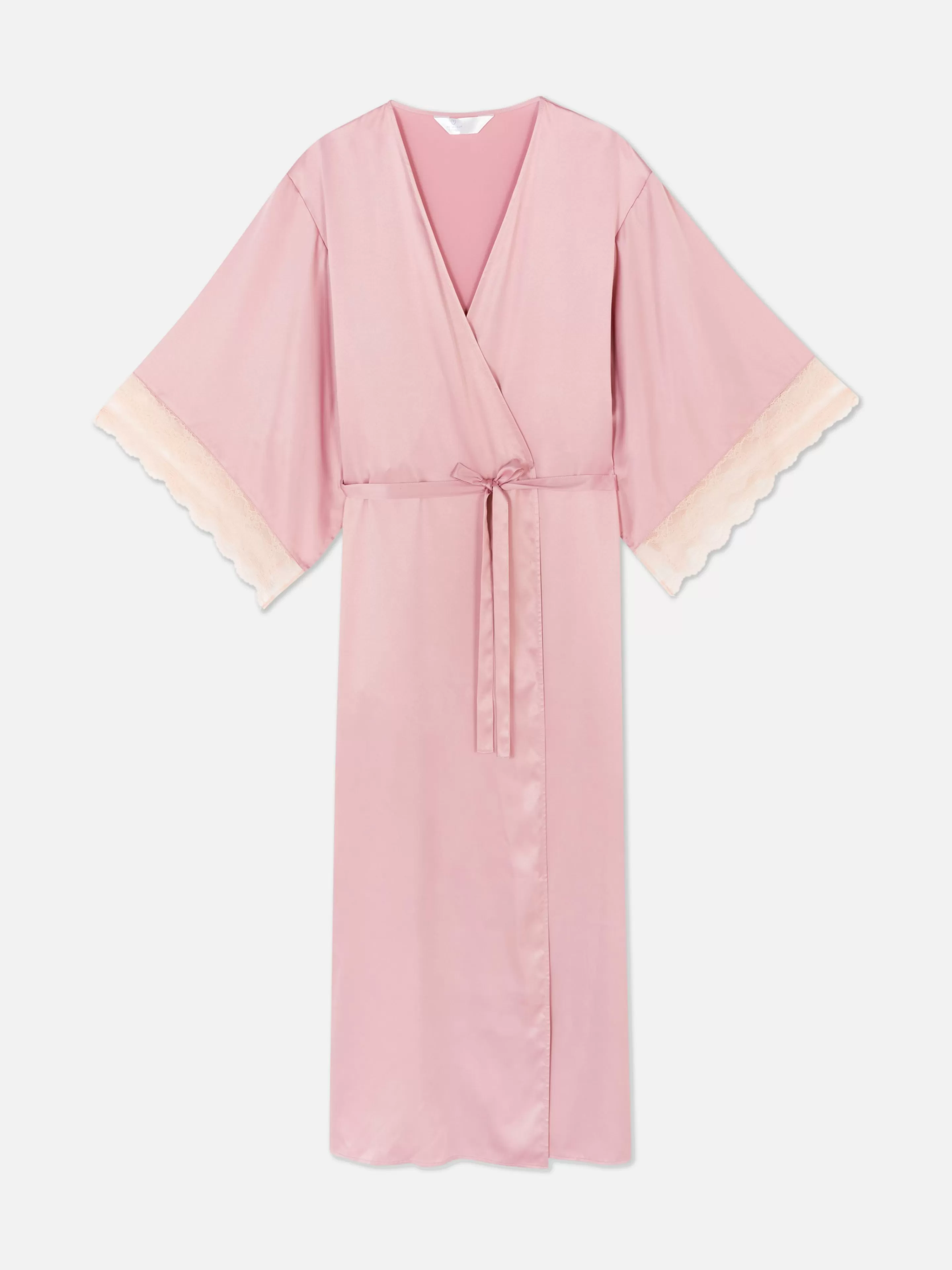 Primark Bademäntel | Bademantel Aus Satin Mit Spitzenbesatz Rosa