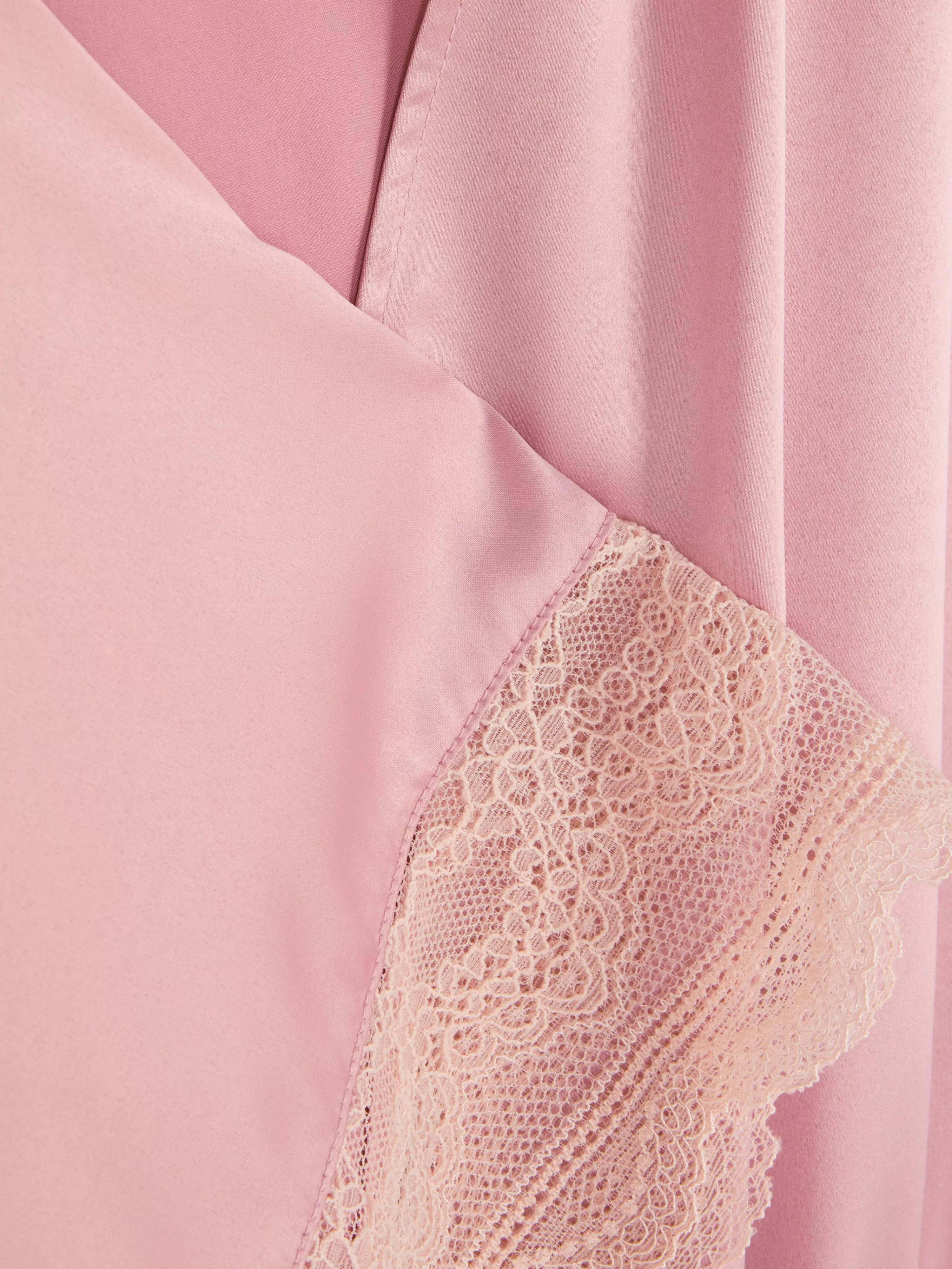 Primark Bademäntel | Bademantel Aus Satin Mit Spitzenbesatz Rosa