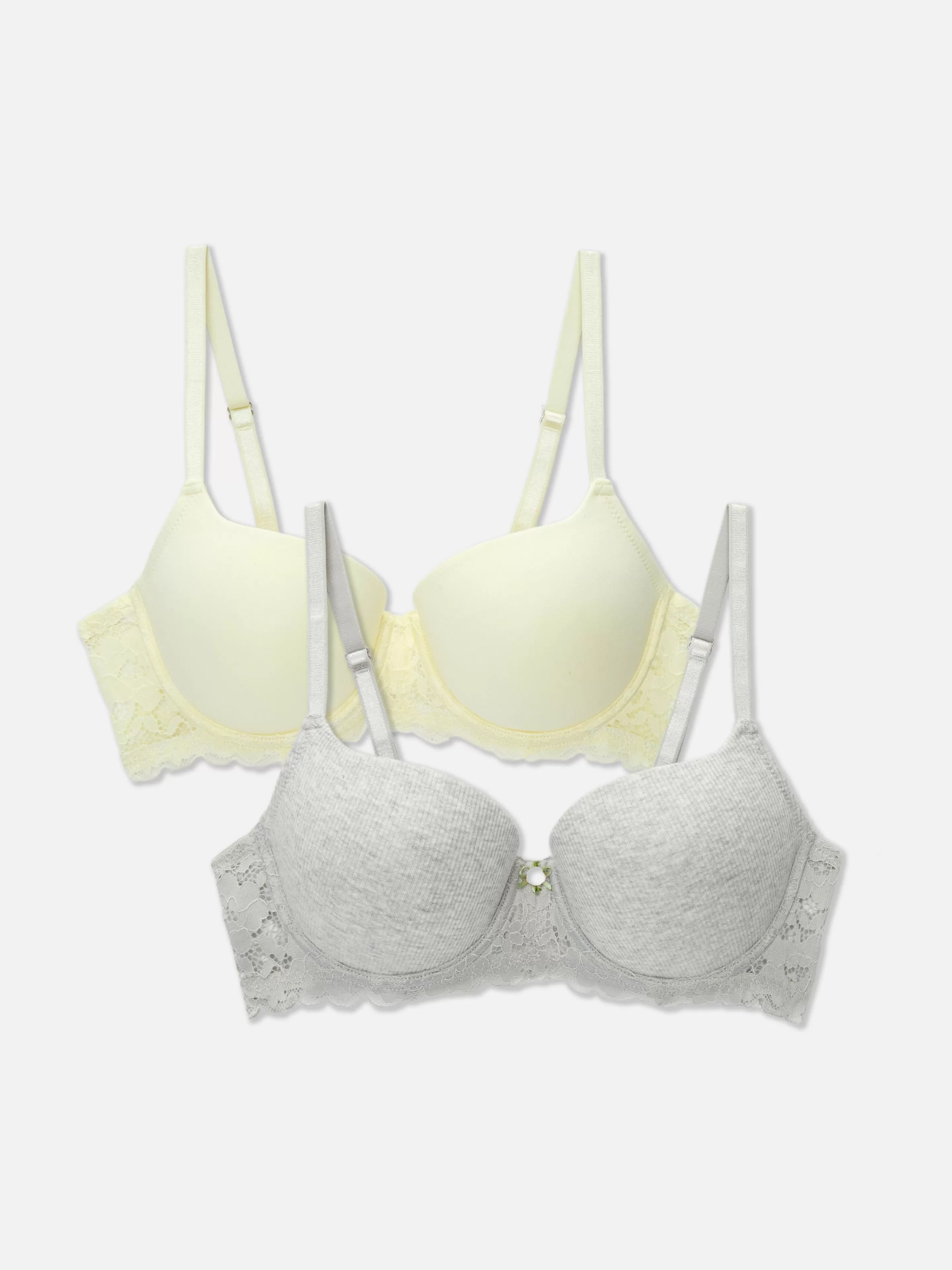 Primark Bhs | Balconette-BHs Mit Spitze, 2er-Pack Grau meliert