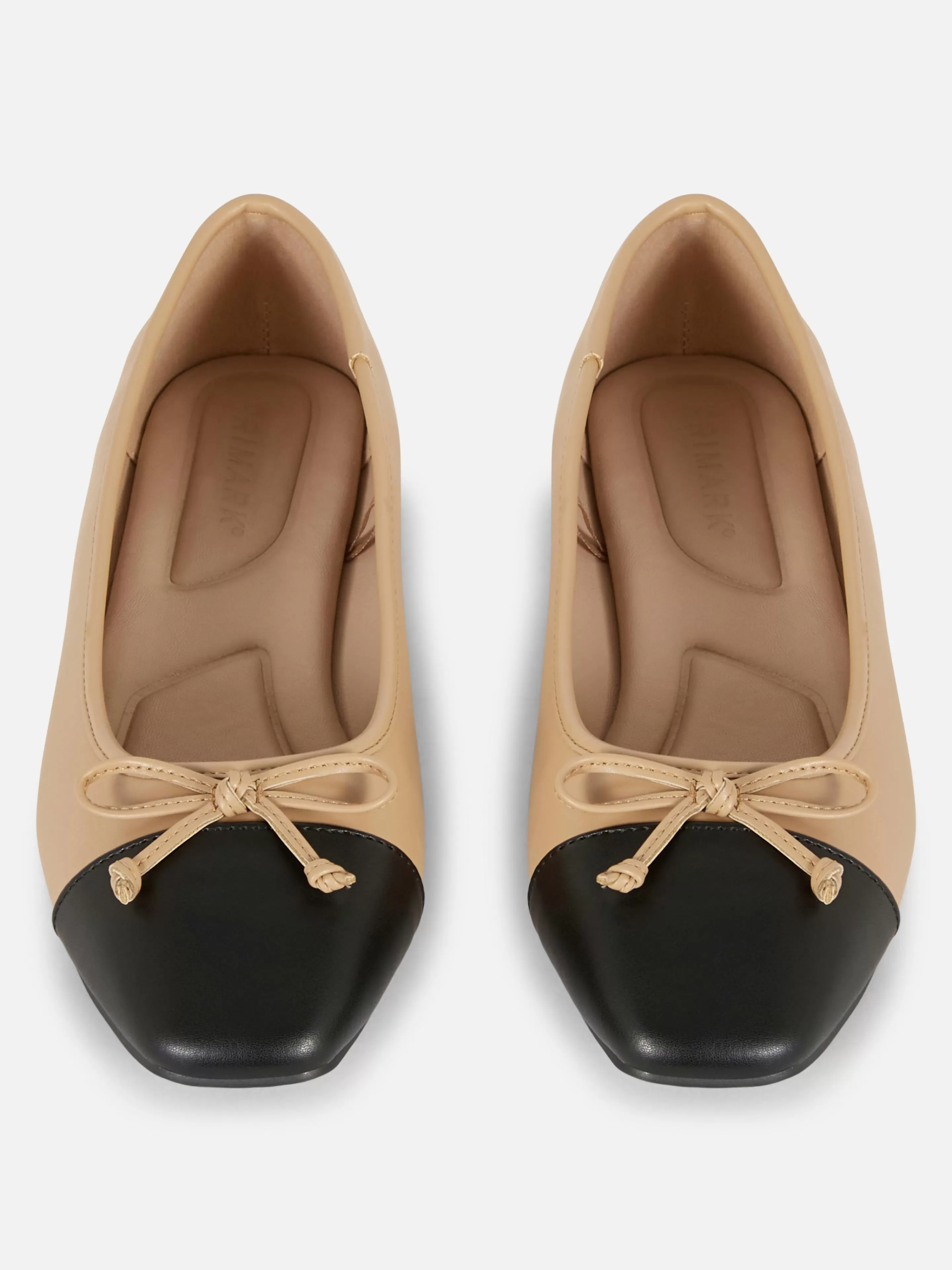 Primark Flache Schuhe | Ballerinas Mit Kontrastierender Zehenkappe Kamelbraun