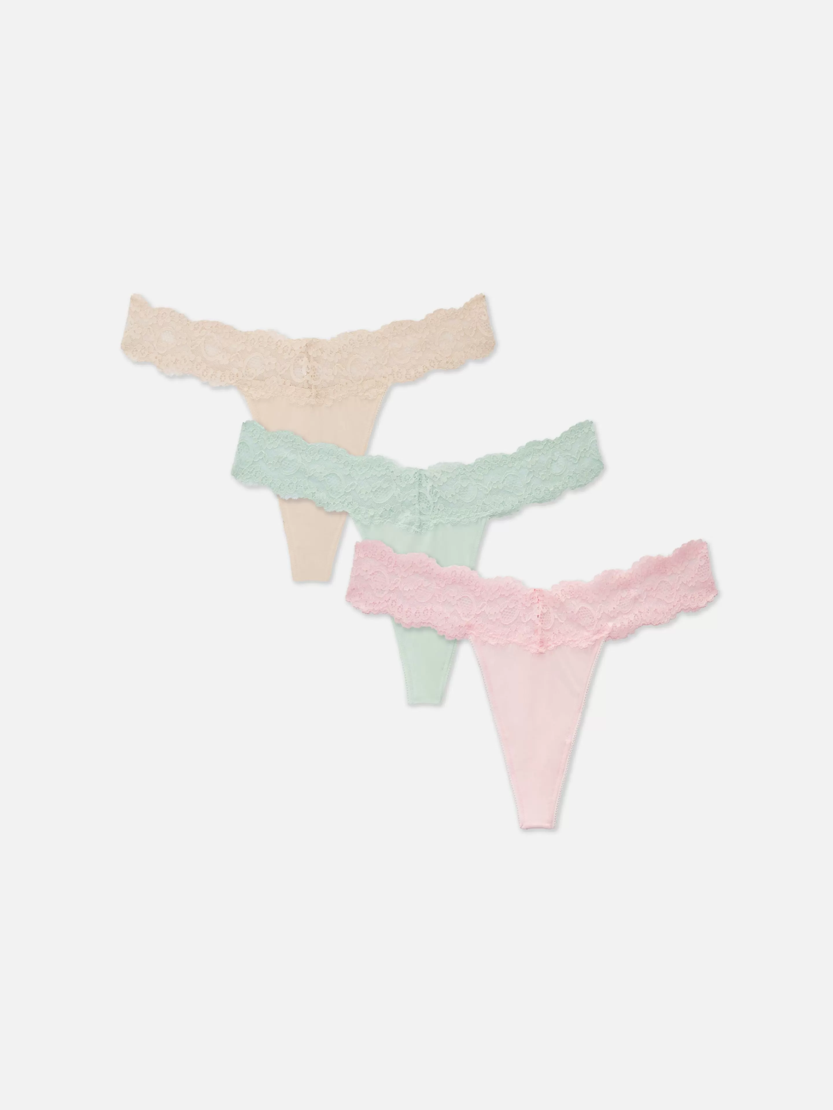 Primark Slips | Bandeau-Tangas Aus Spitze, 3er-Pack Hellrosa