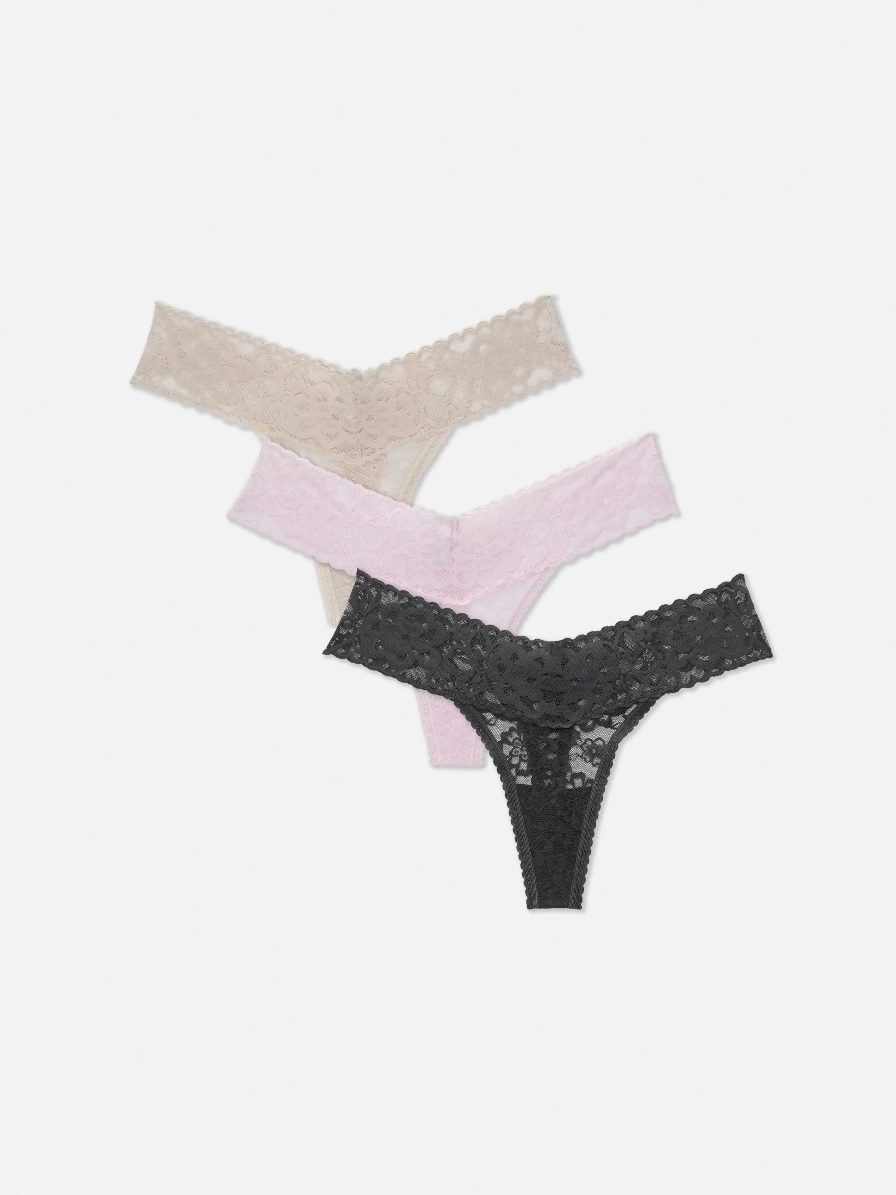 Primark Slips | Bandeau-Tangas Mit Blumenspitze, 3er-Pack Anthrazitfarben