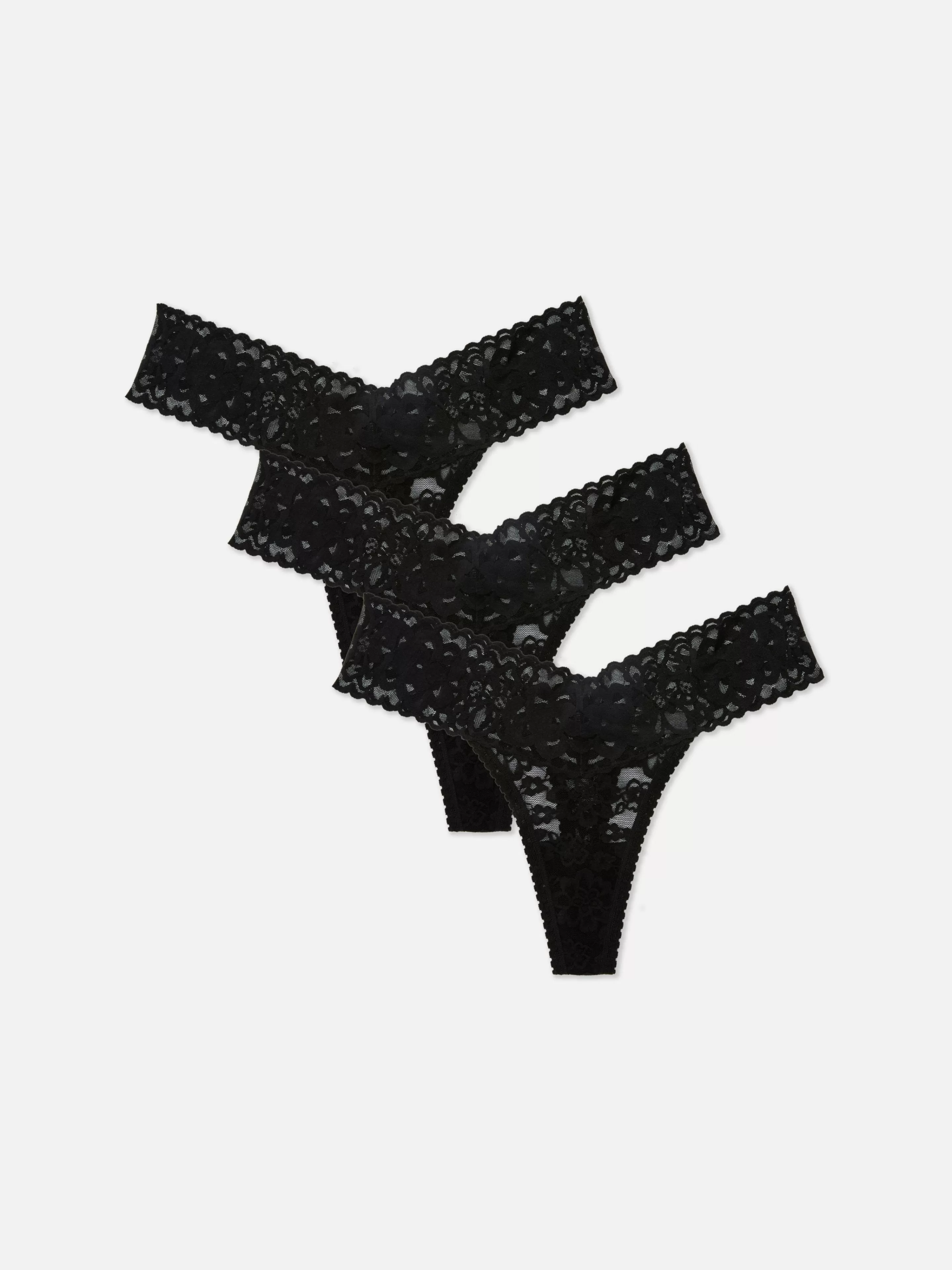 Primark Slips | Bandeau-Tangas Mit Spitze, 3er-Pack Schwarz