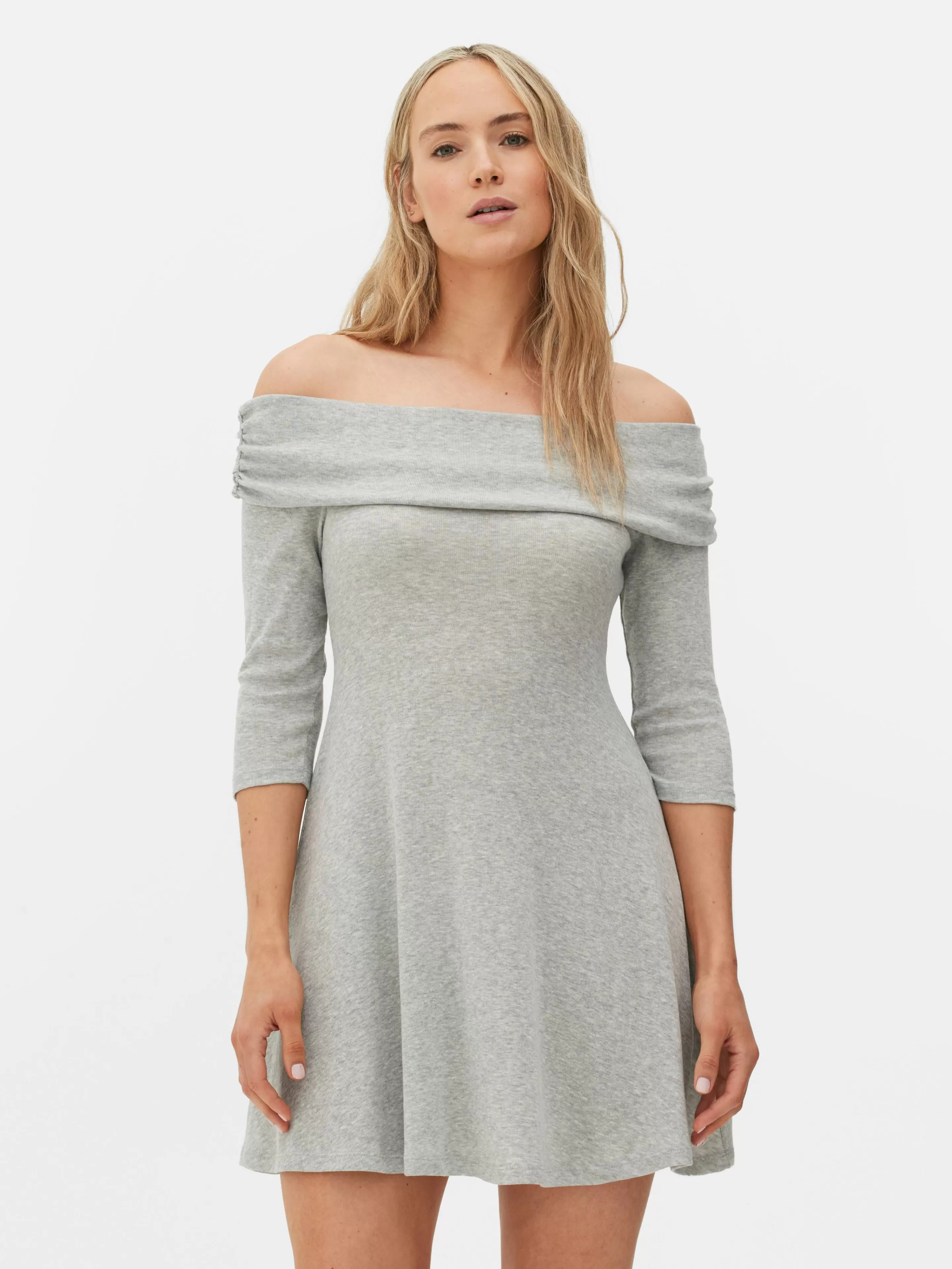 Primark Kleider | Bardot-Minikleid Grau