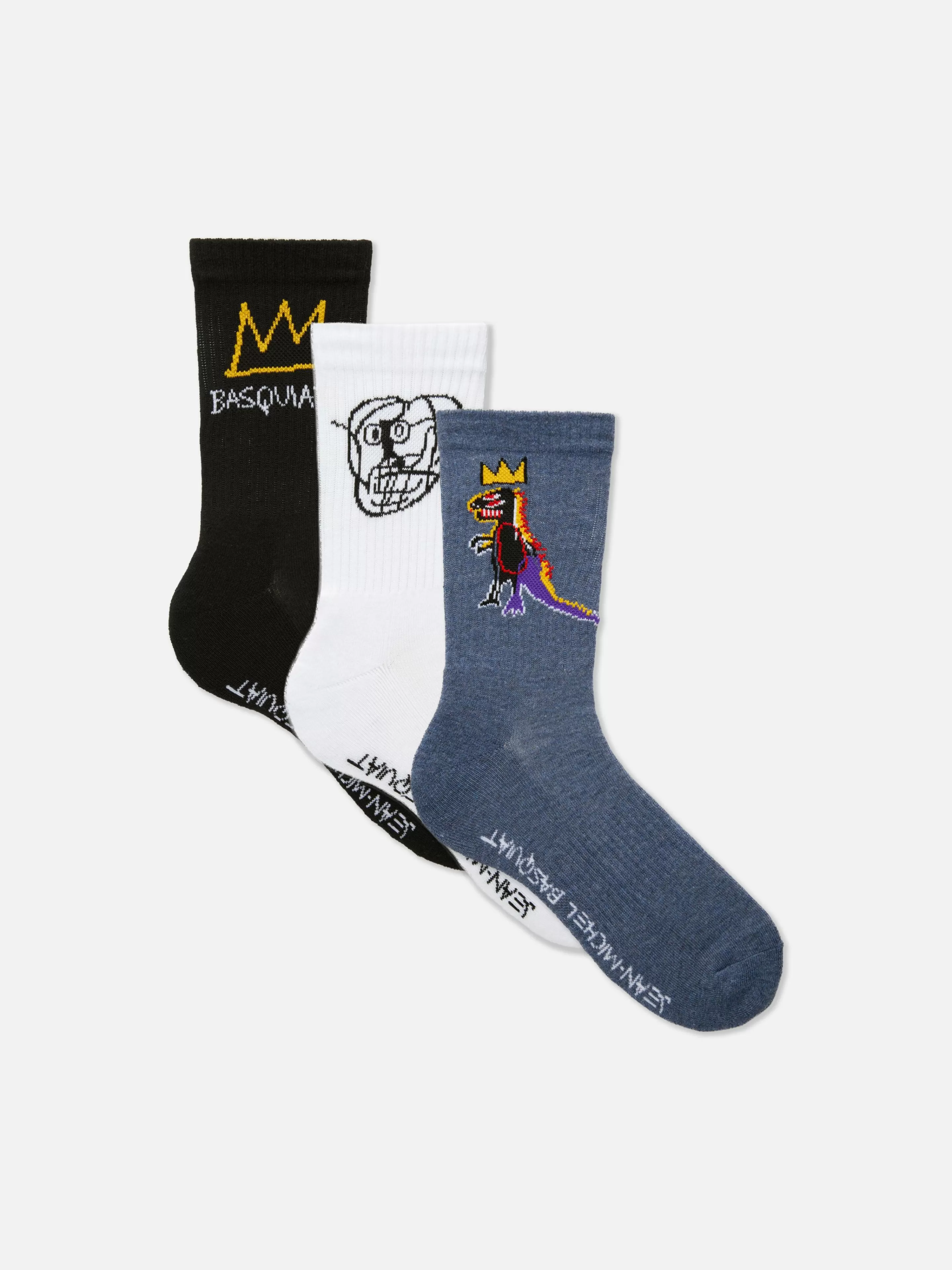 Primark Socken | „Basquiat“ Crew-Socken, 3er-Pack Multi