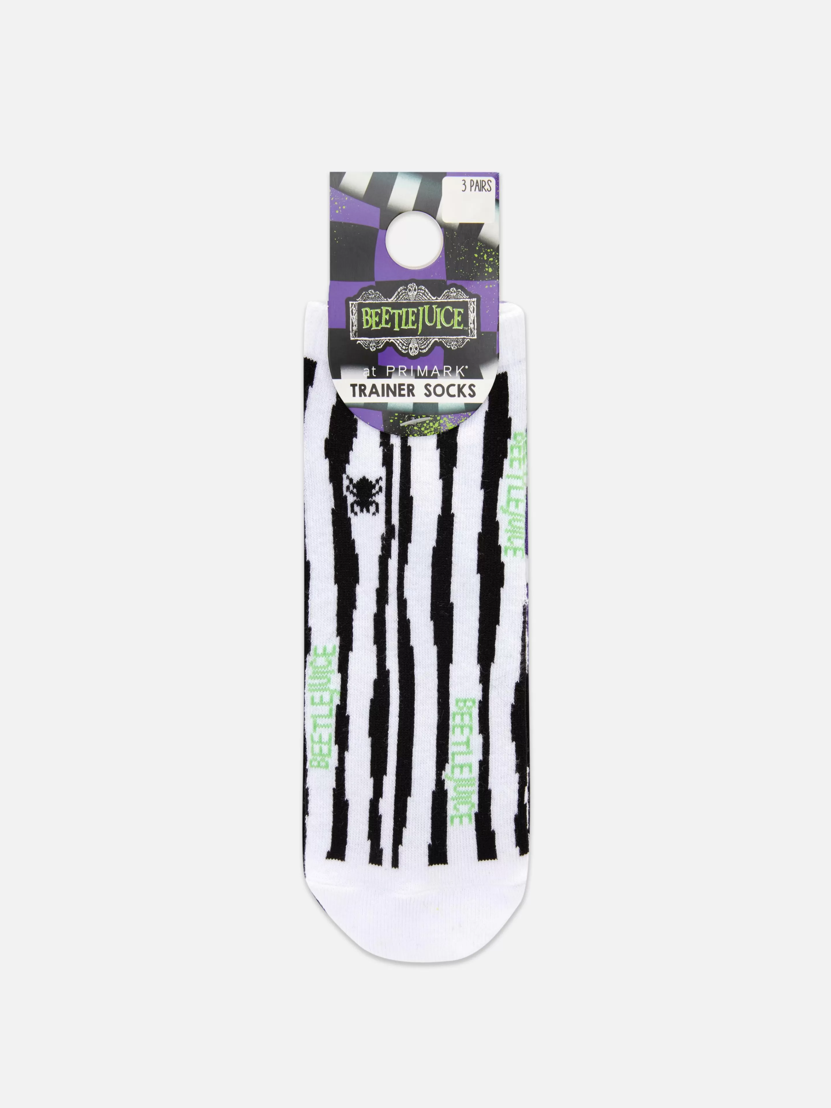 Primark Beetlejuice | Halloween Alle | „Beetlejuice“ Sneakersocken, 3er-Pack Violett