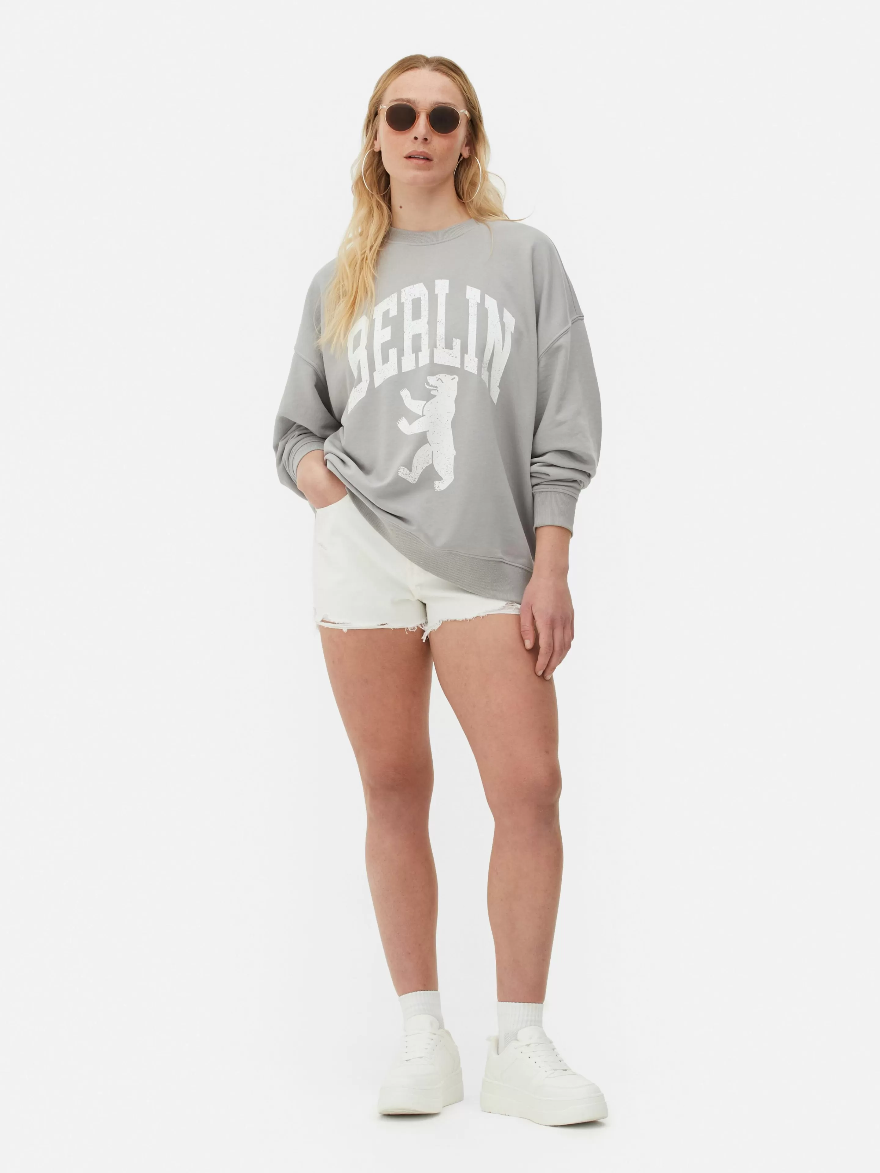 Primark Hoodies Und Sweatshirts | „Berlin“ Sweatshirt Im Oversized-Look Grau