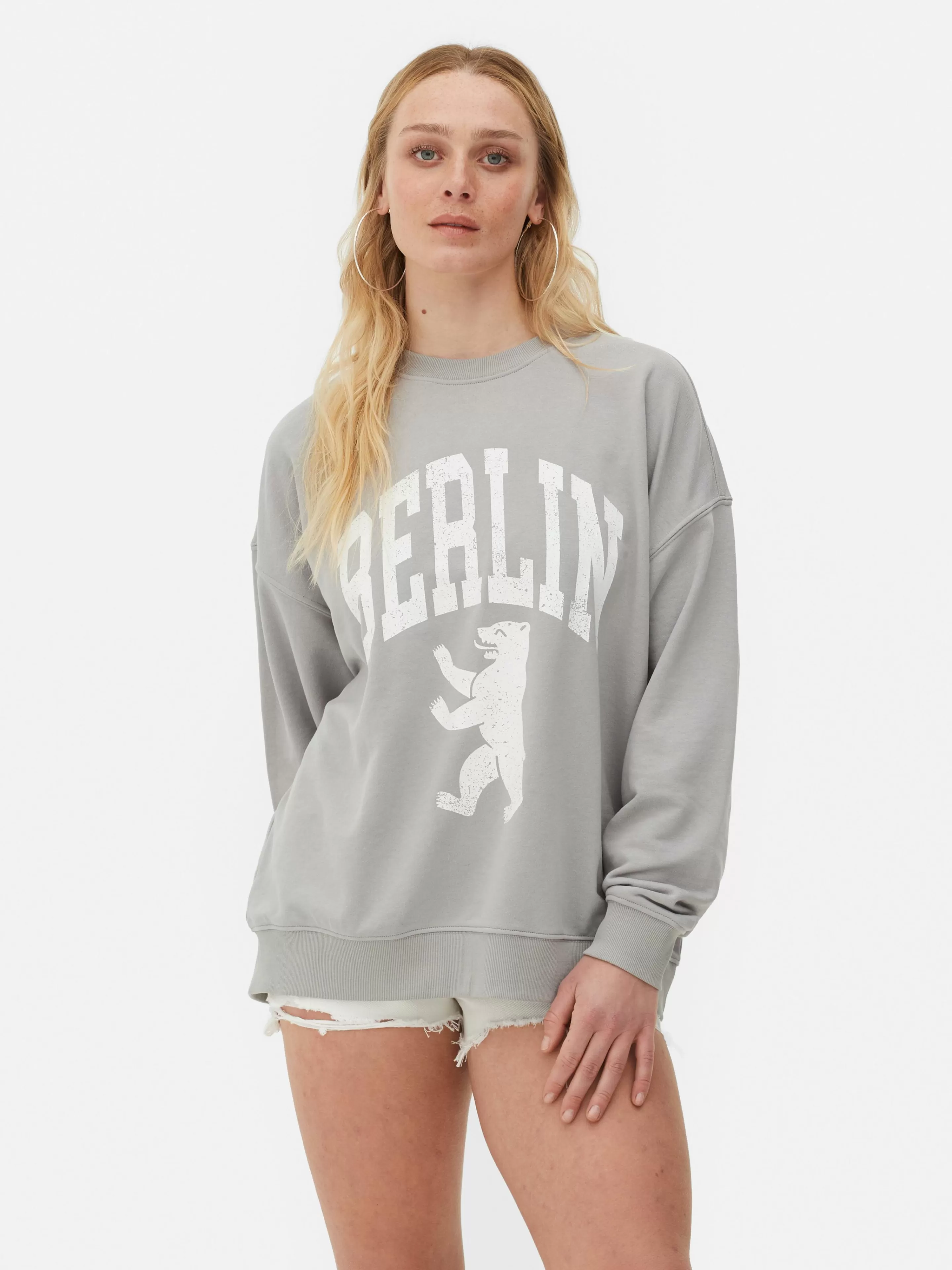 Primark Hoodies Und Sweatshirts | „Berlin“ Sweatshirt Im Oversized-Look Grau