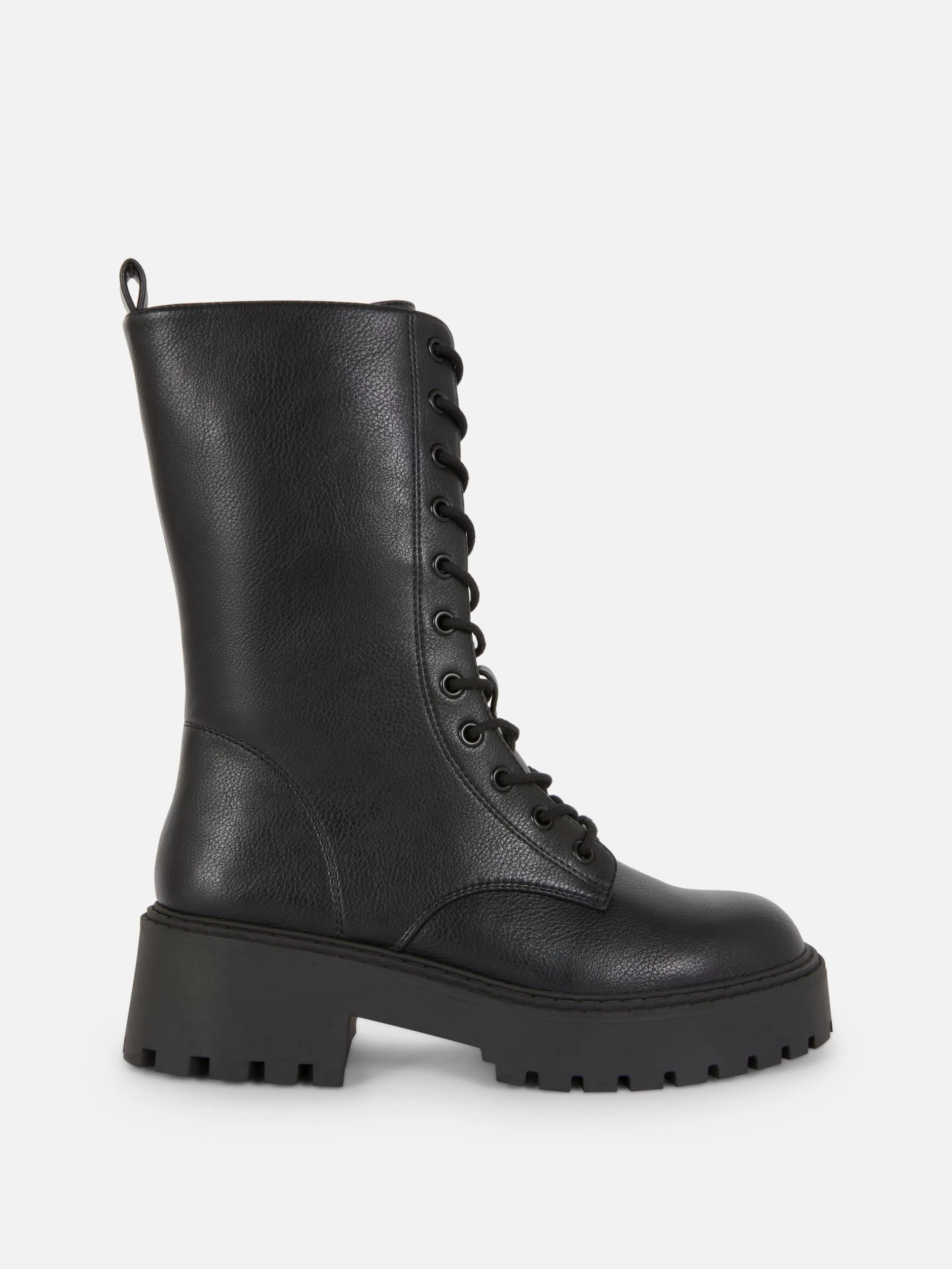 Primark Stiefel | Bikerstiefel Zum Schnüren Mit Dicker Sohle Schwarz