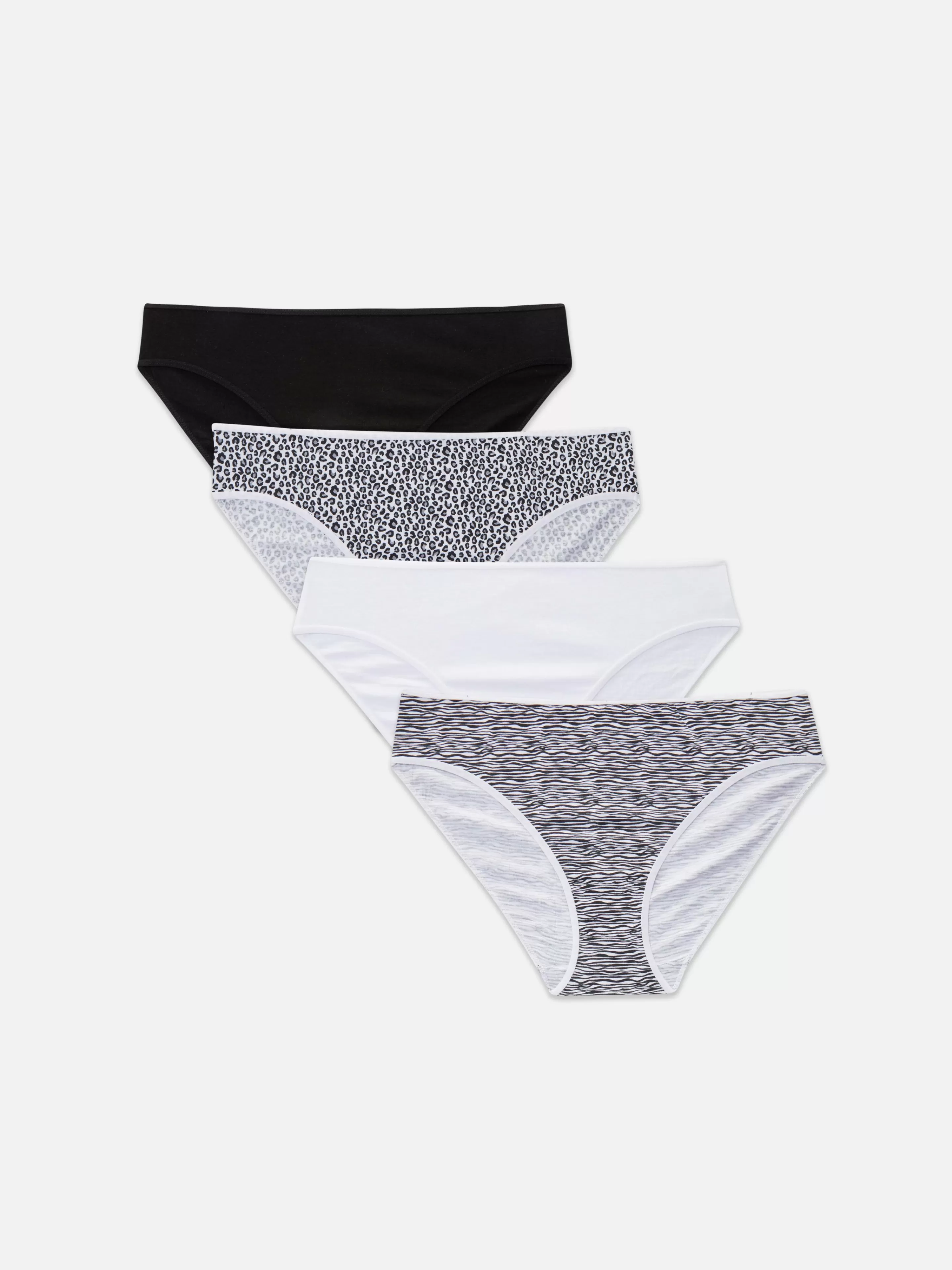 Primark Slips | Bikinislips Für Den Alltag, 4er-Pack Schwarz/Weiß