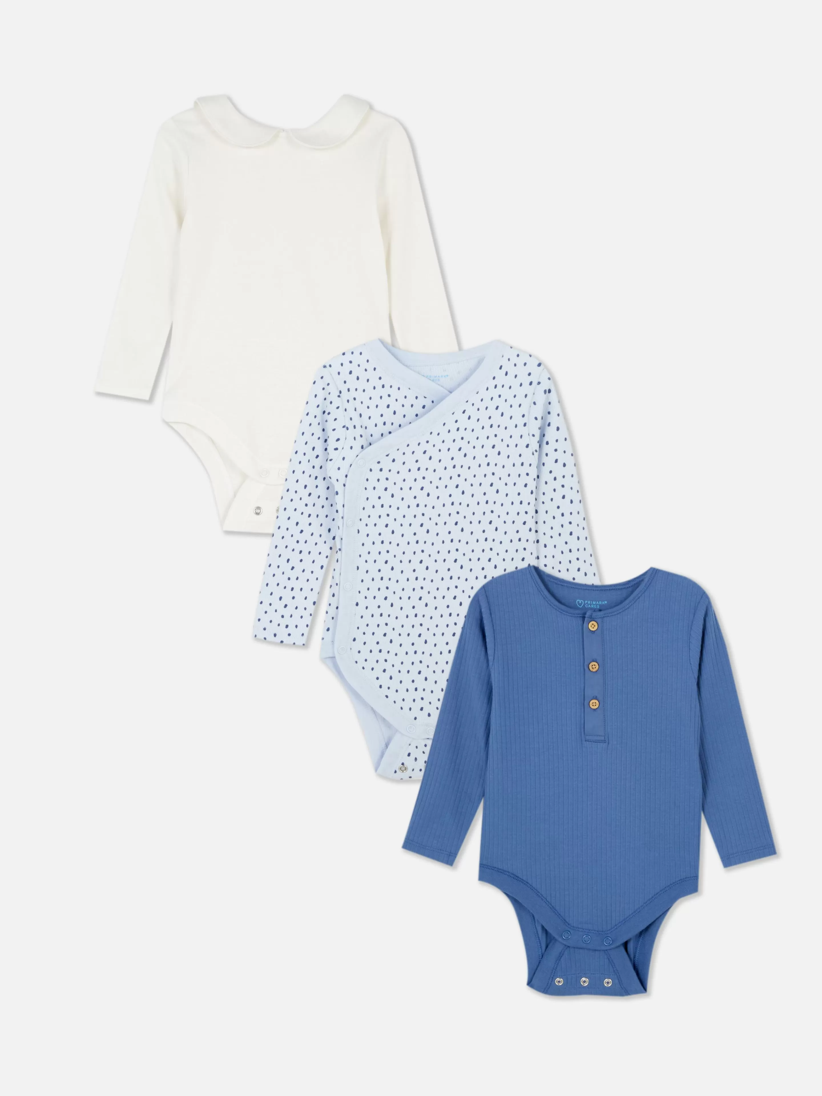 Primark Bodys Und Westen | Bodys Mit Verschiedenen Mustern, 3er-Pack Blau