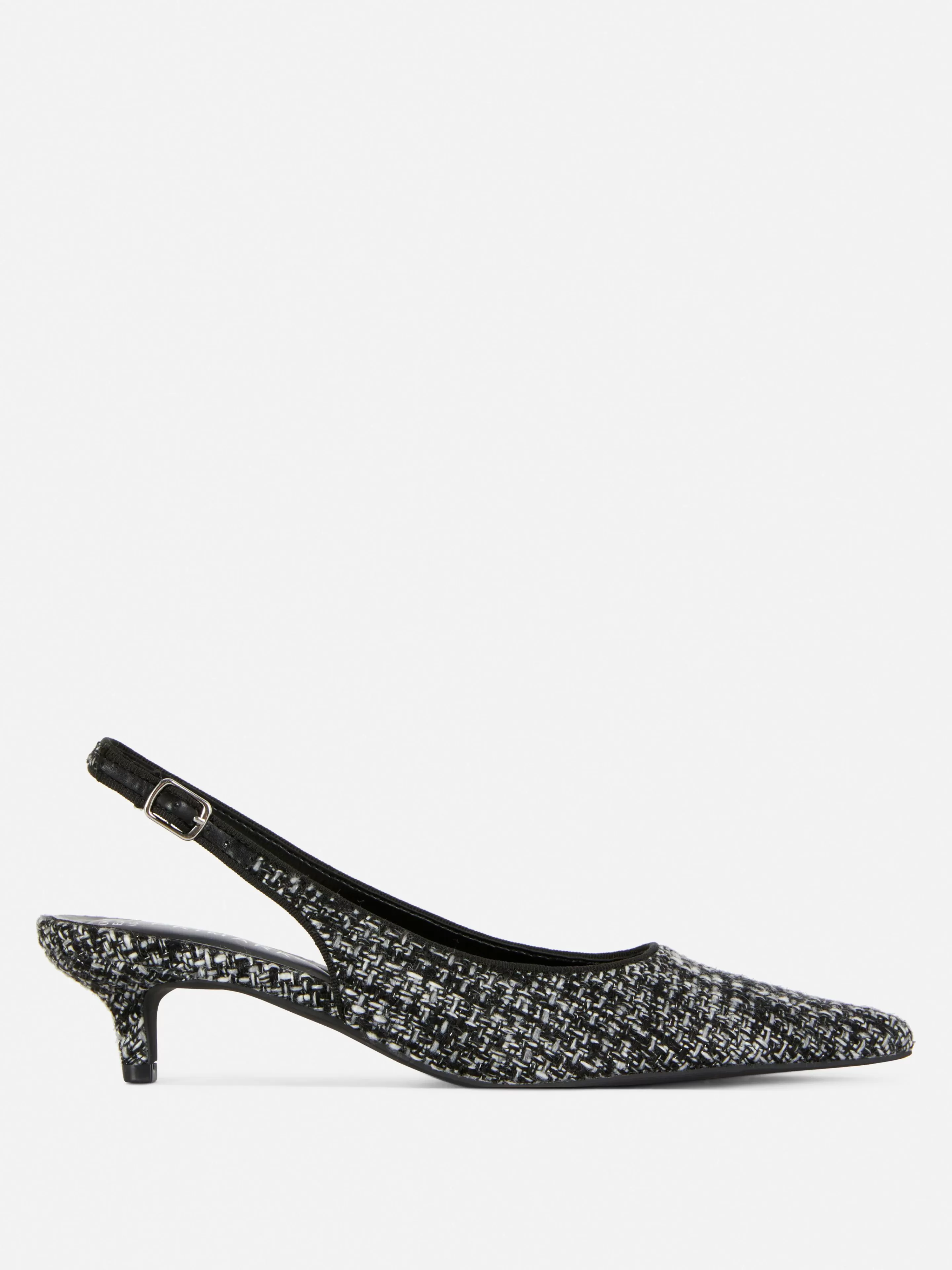 Primark Heels | Bouclé-Slingback-Pumps Mit Kitten-Heels Schwarz