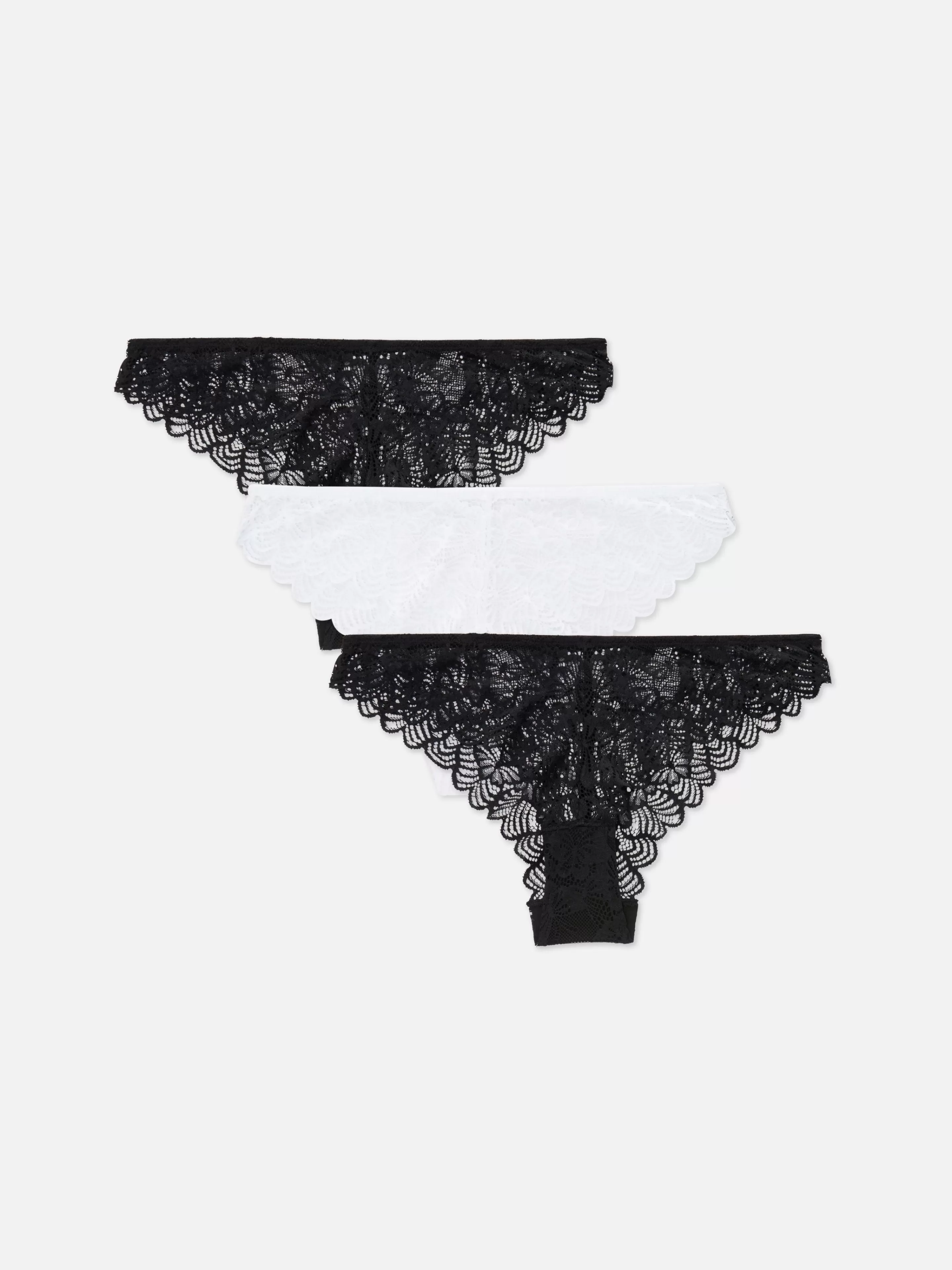 Primark Slips | Brazil-Slips Mit Spitze, 3er-Pack Schwarz/Weiß