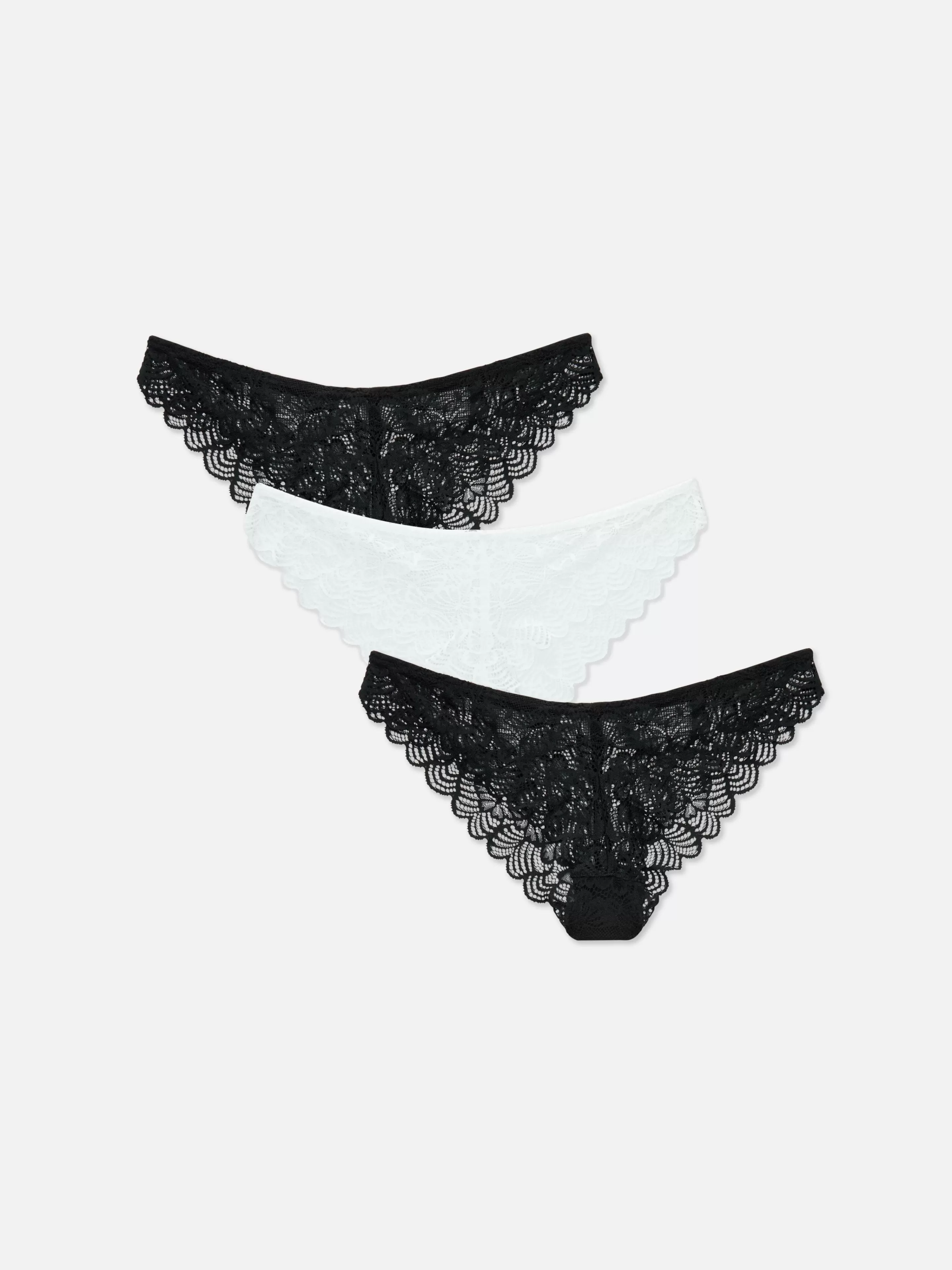 Primark Slips | Brazil-Slips Mit Spitze, 3er-Pack Schwarz/Weiß