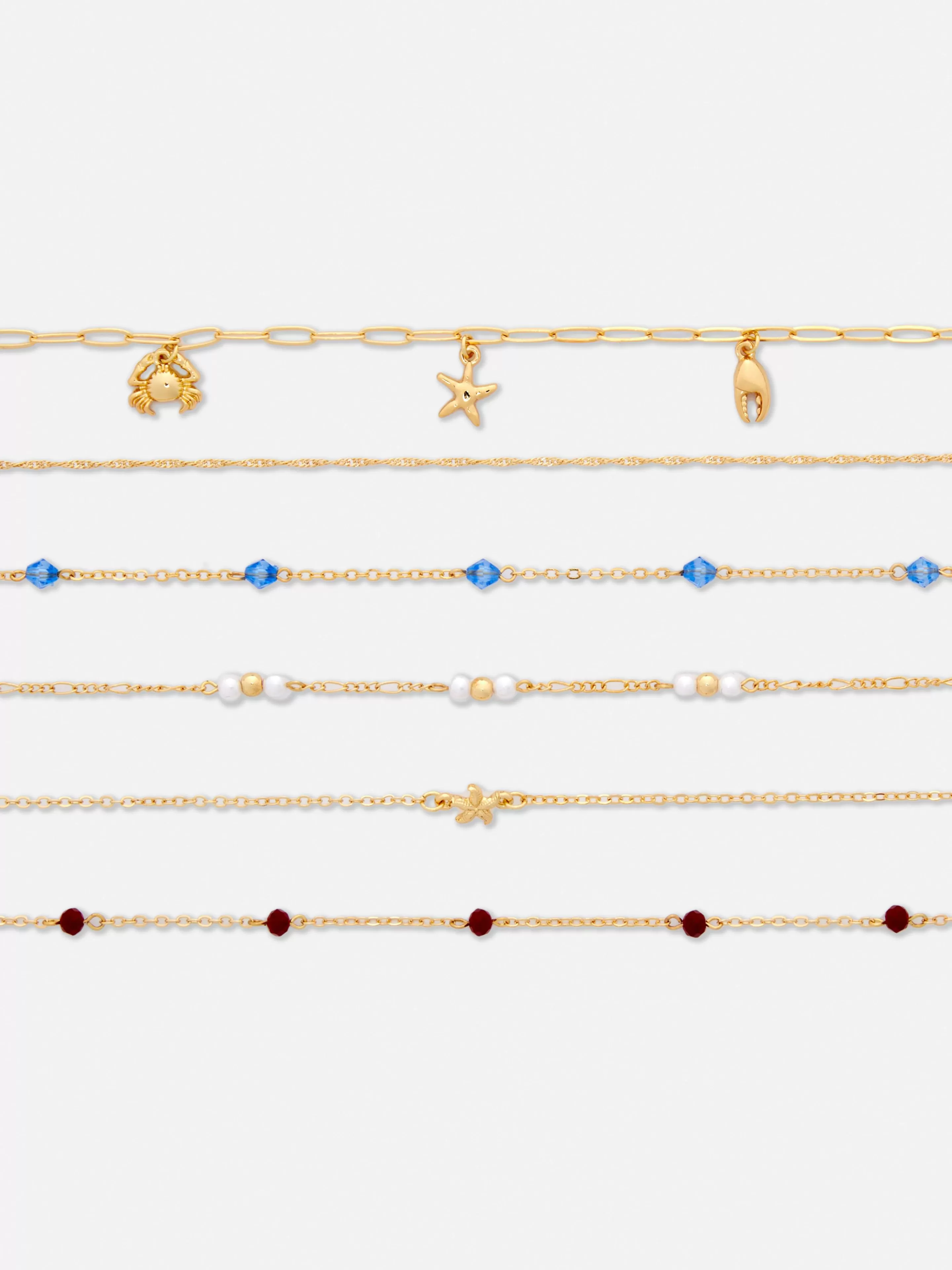 Primark Schmuck | Choker-Halsketten Im Strand-Stil, 6er-Pack Rot