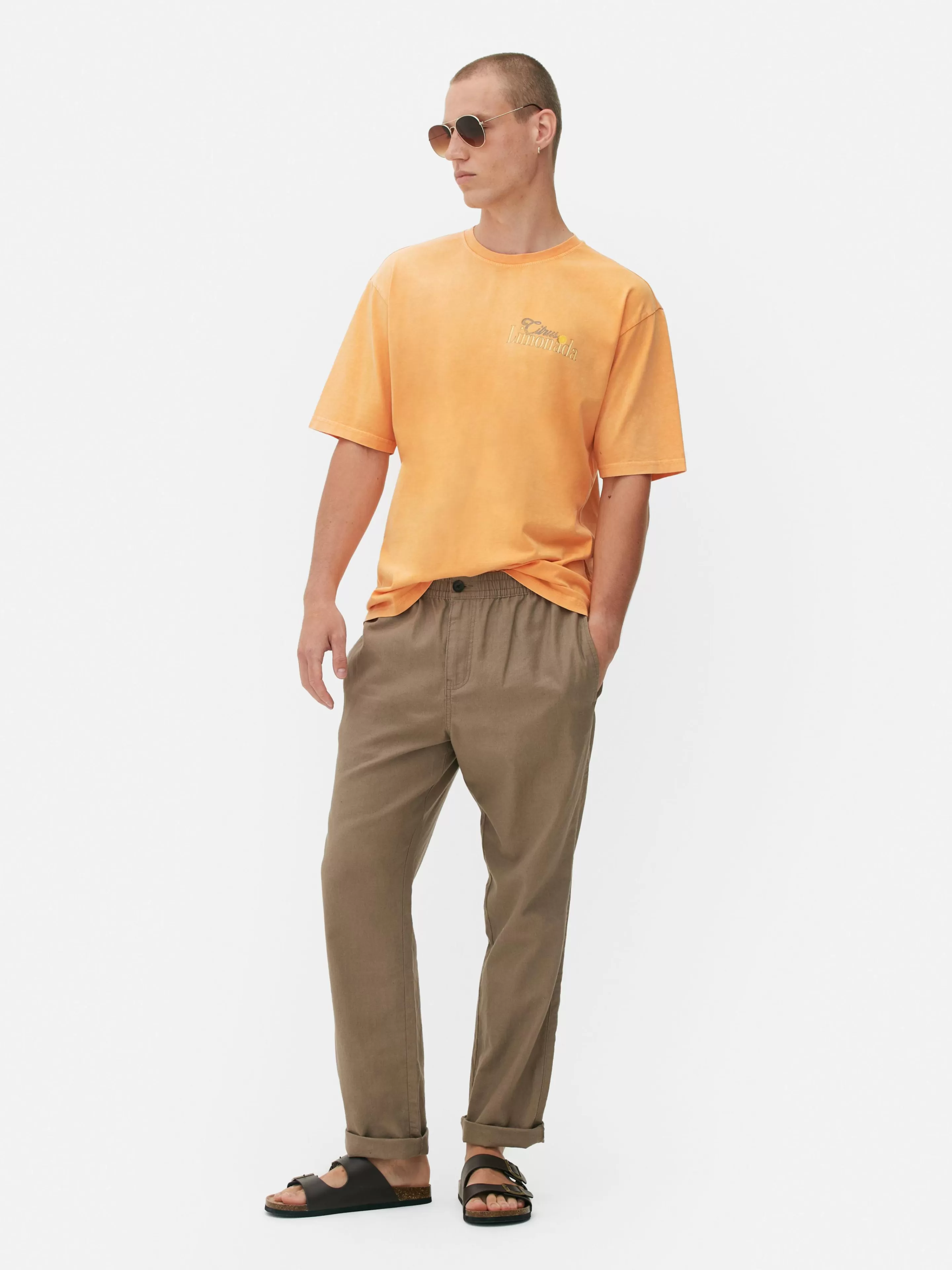 Primark Tops Und T-Shirts | „Citrus Limonada“ T-Shirt In Washed-Optik Orange