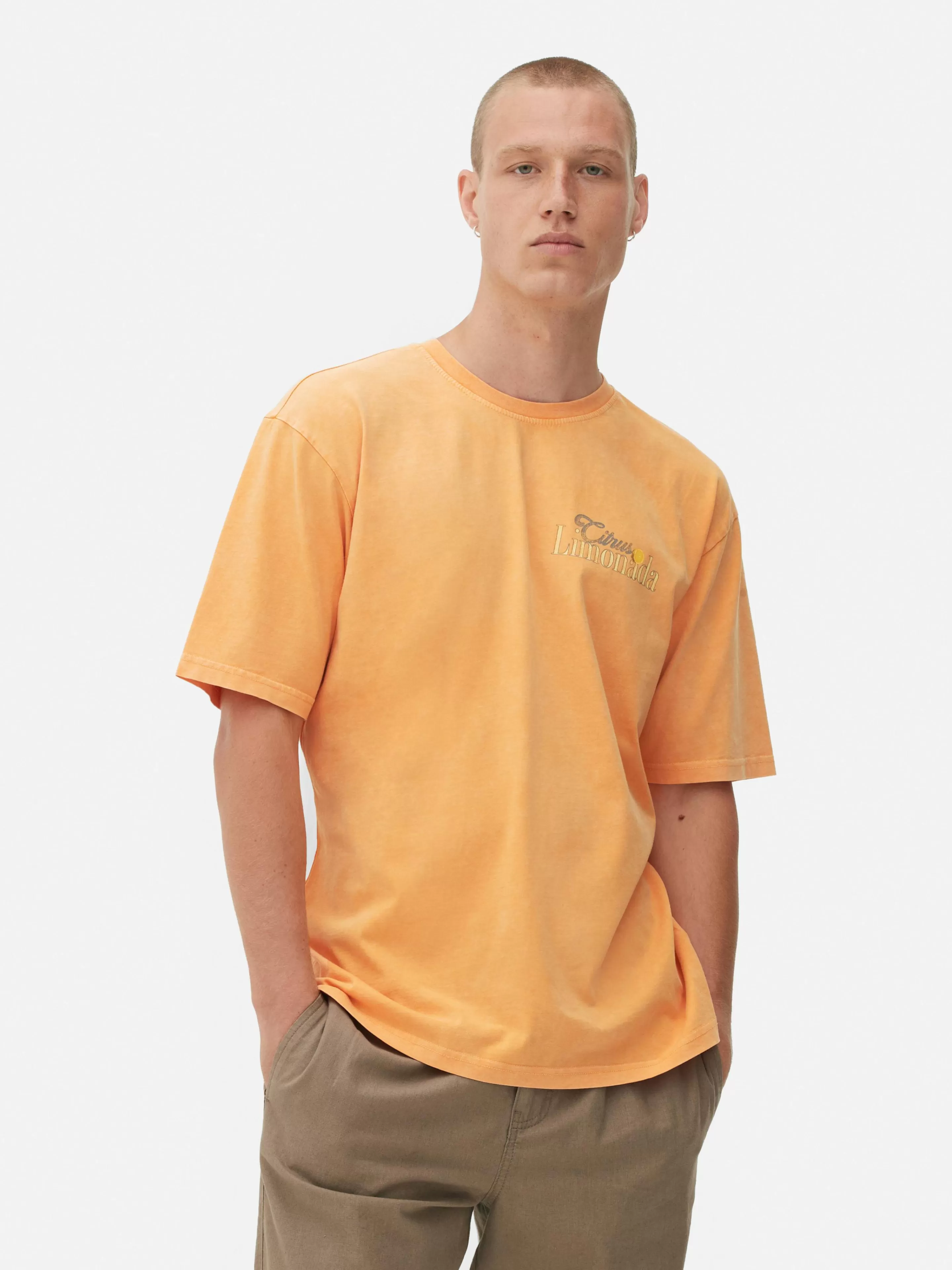 Primark Tops Und T-Shirts | „Citrus Limonada“ T-Shirt In Washed-Optik Orange