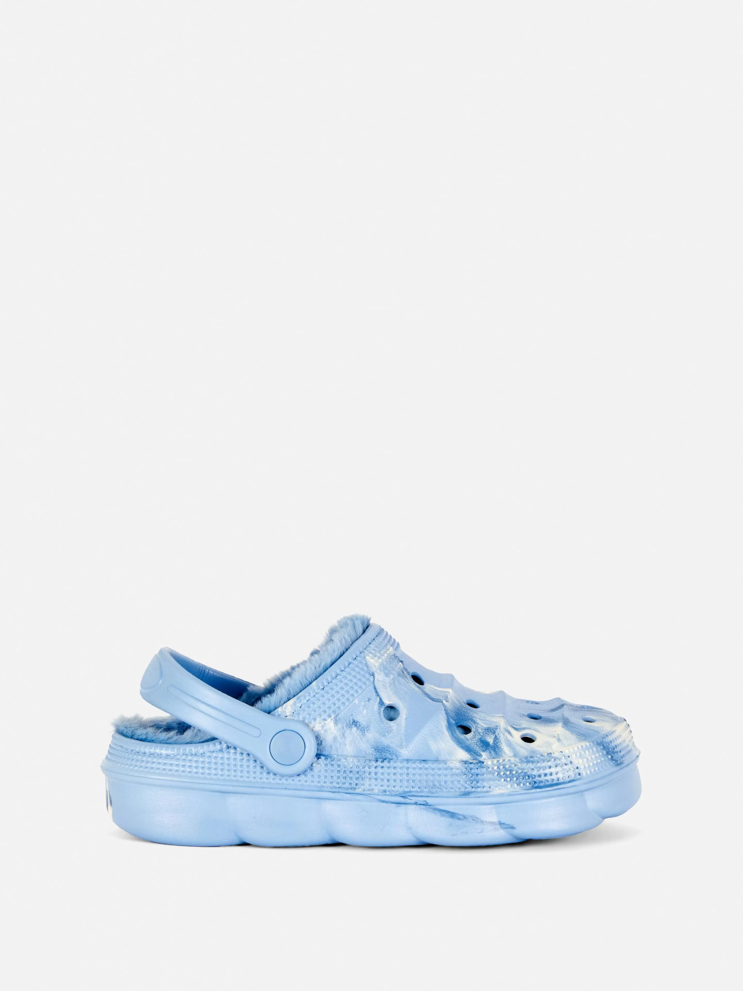 Primark Hausschuhe | Clogs In Marmoroptik Mit Kunstfellfutter Blau