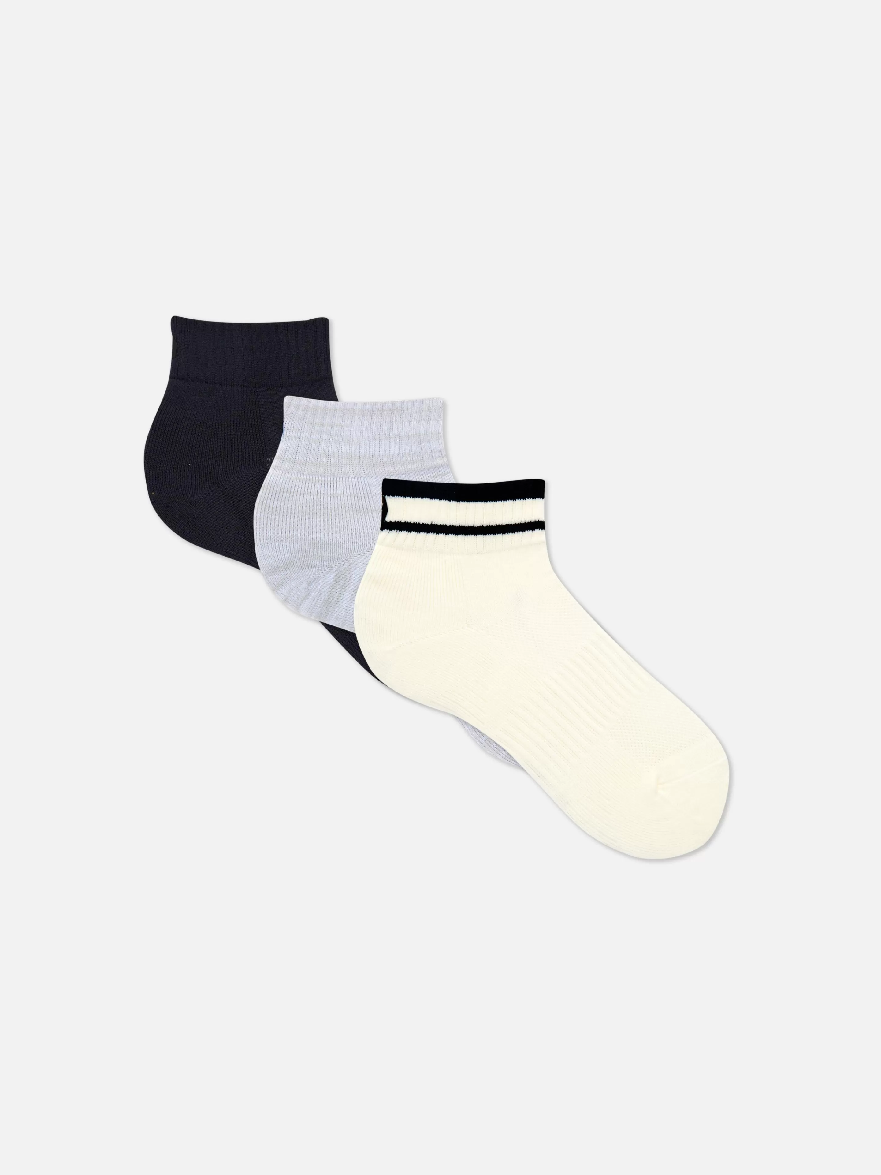 Primark Socken | Crew-Socken In 1/4-Länge Aus Mikrofaser, 3er-Pack Grau