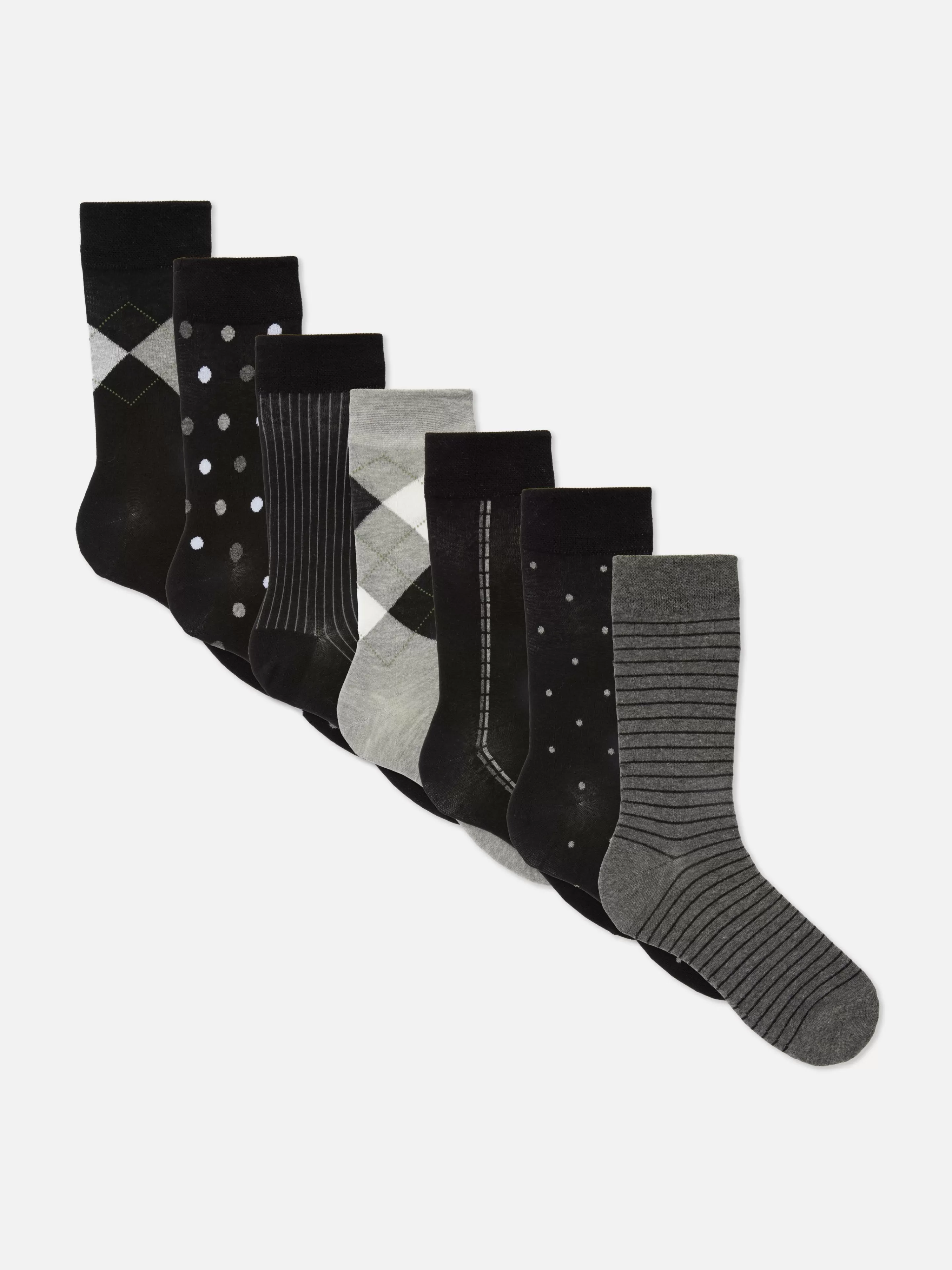 Primark Socken | Crew-Socken In Verschiedenen Designs, 7er-Pack Schwarz