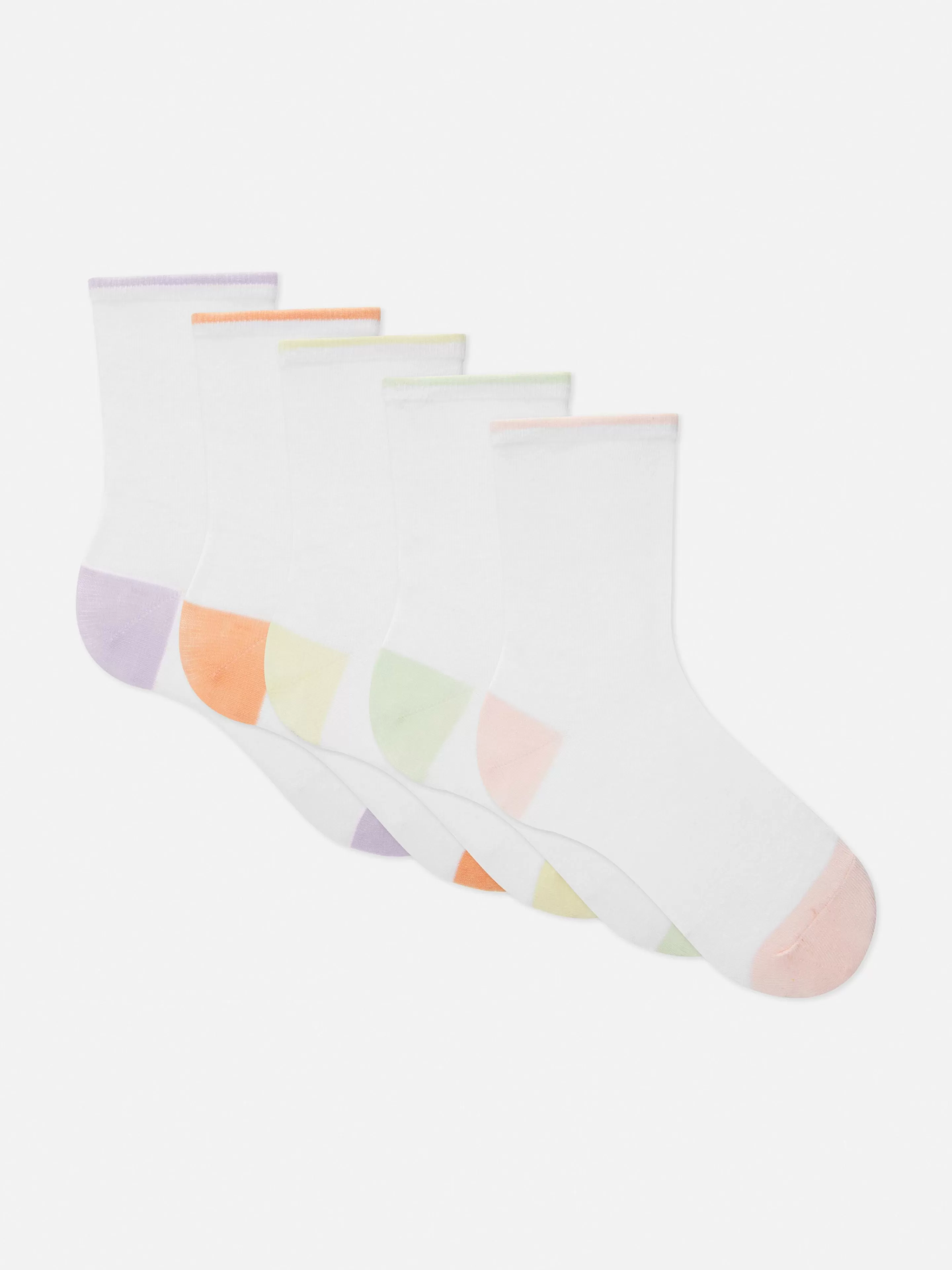 Primark Socken | Crew-Socken Mit Kontrastsaum, 5er-Pack Weiß