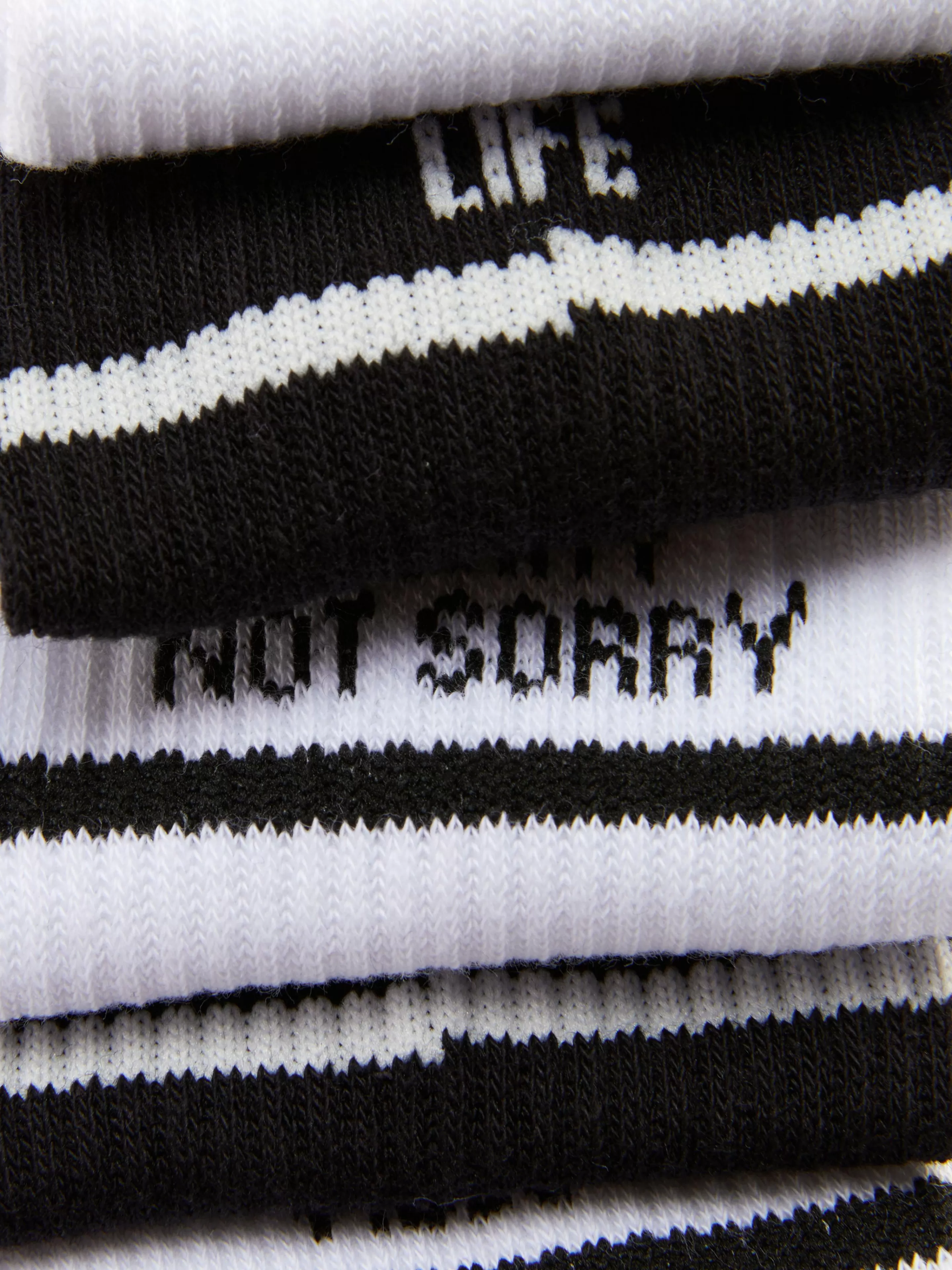 Primark Socken | Crew-Socken Mit Slogan, 5er-Pack Weiß/Schwarz