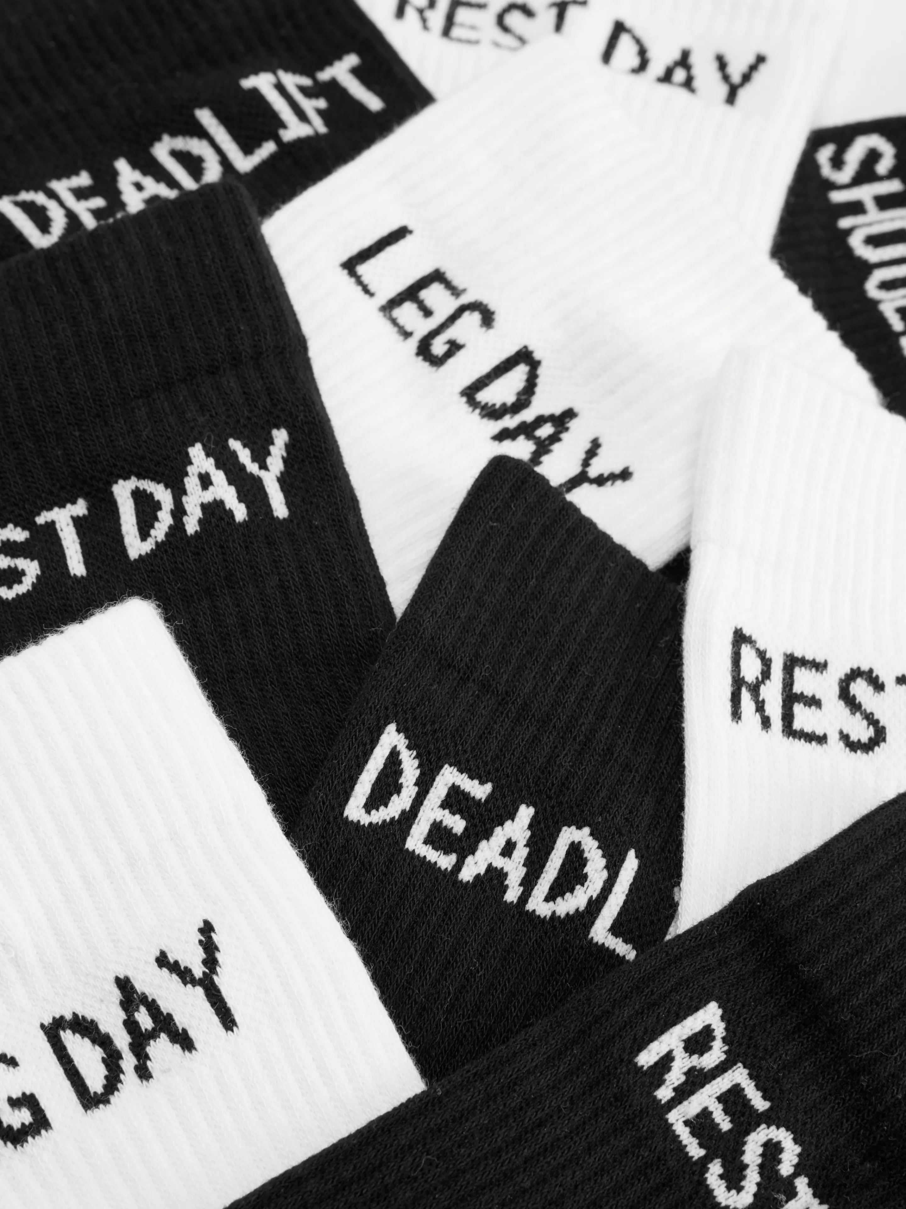 Primark Socken | Sportbekleidung | Crew-Sportsocken Mit Slogan, 5er-Pack Schwarz/Weiß