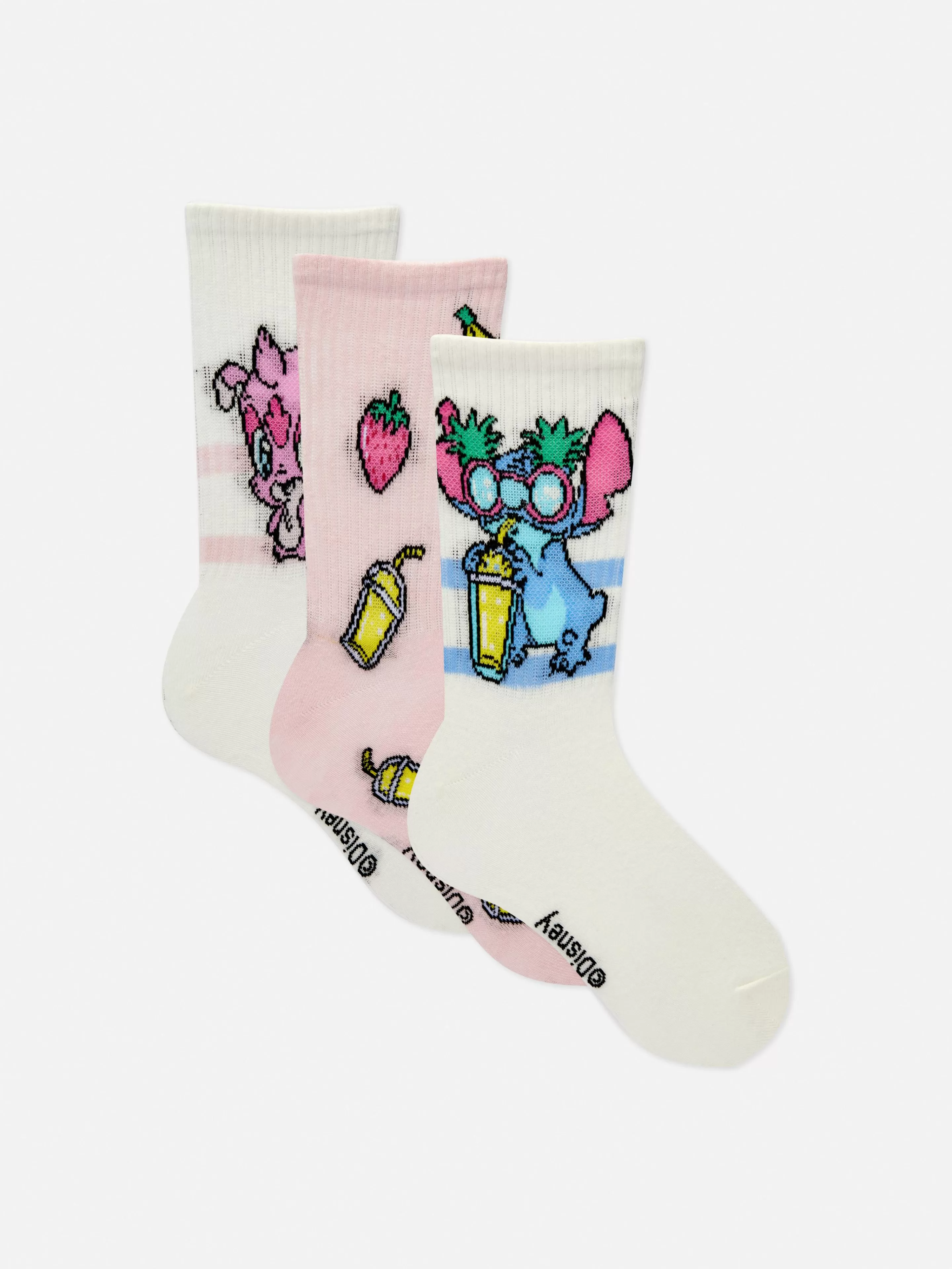 Primark Socken | „Disney Lilo & Stitch“ Crew-Socken, 3er-Pack Weiß