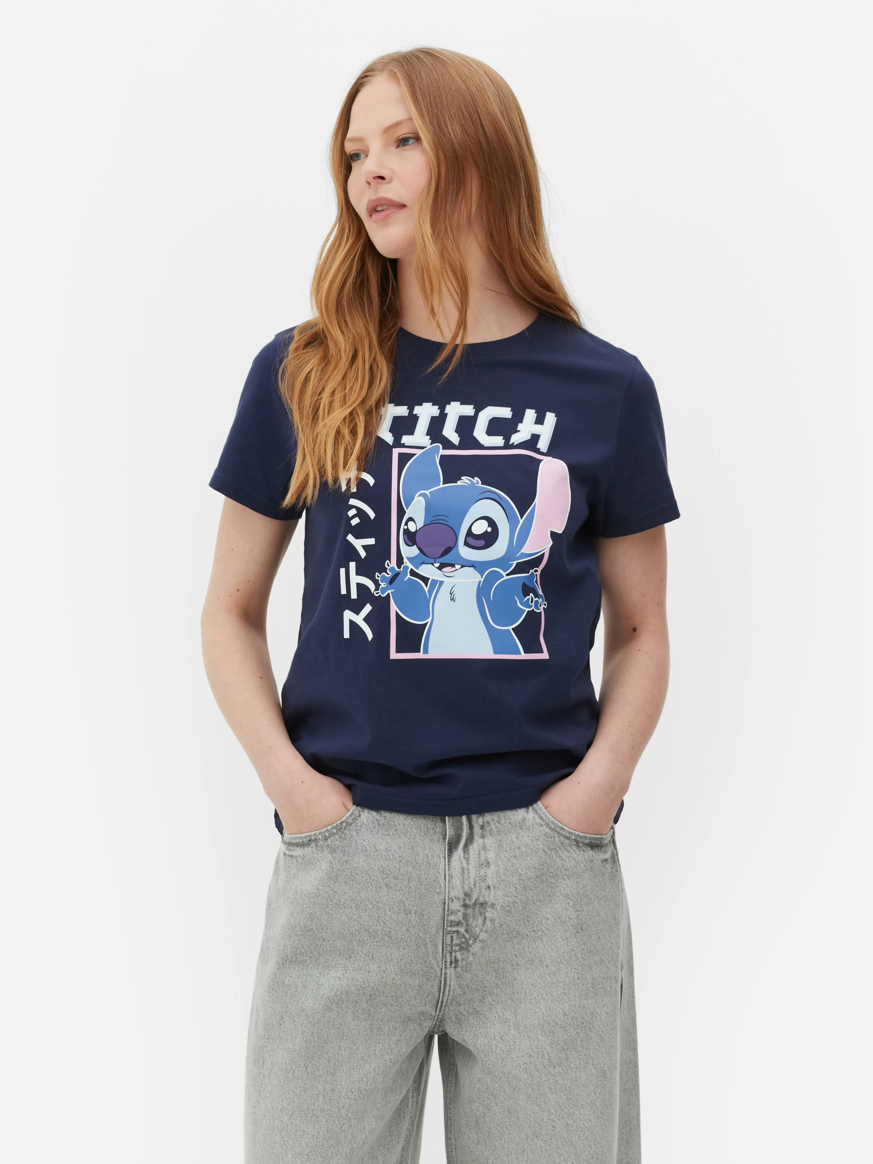 Primark Tops Und T-Shirts | „Disney Lilo & Stitch“ T-Shirt Im Manga-Stil Marineblau