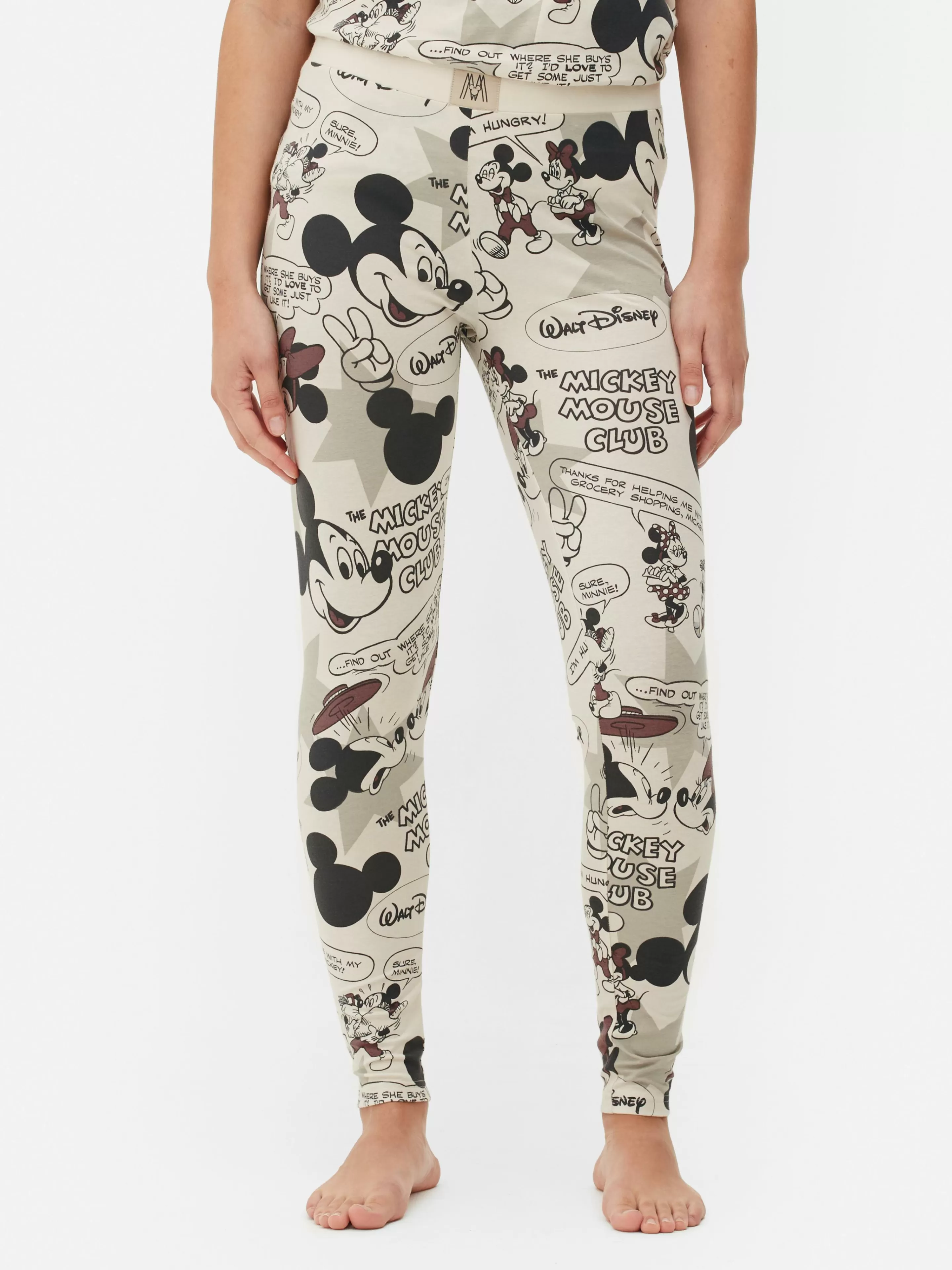 Primark Schlafanzughosen | „Disney Micky Maus“ Retro-Schlafanzug-Leggings Taupefarben