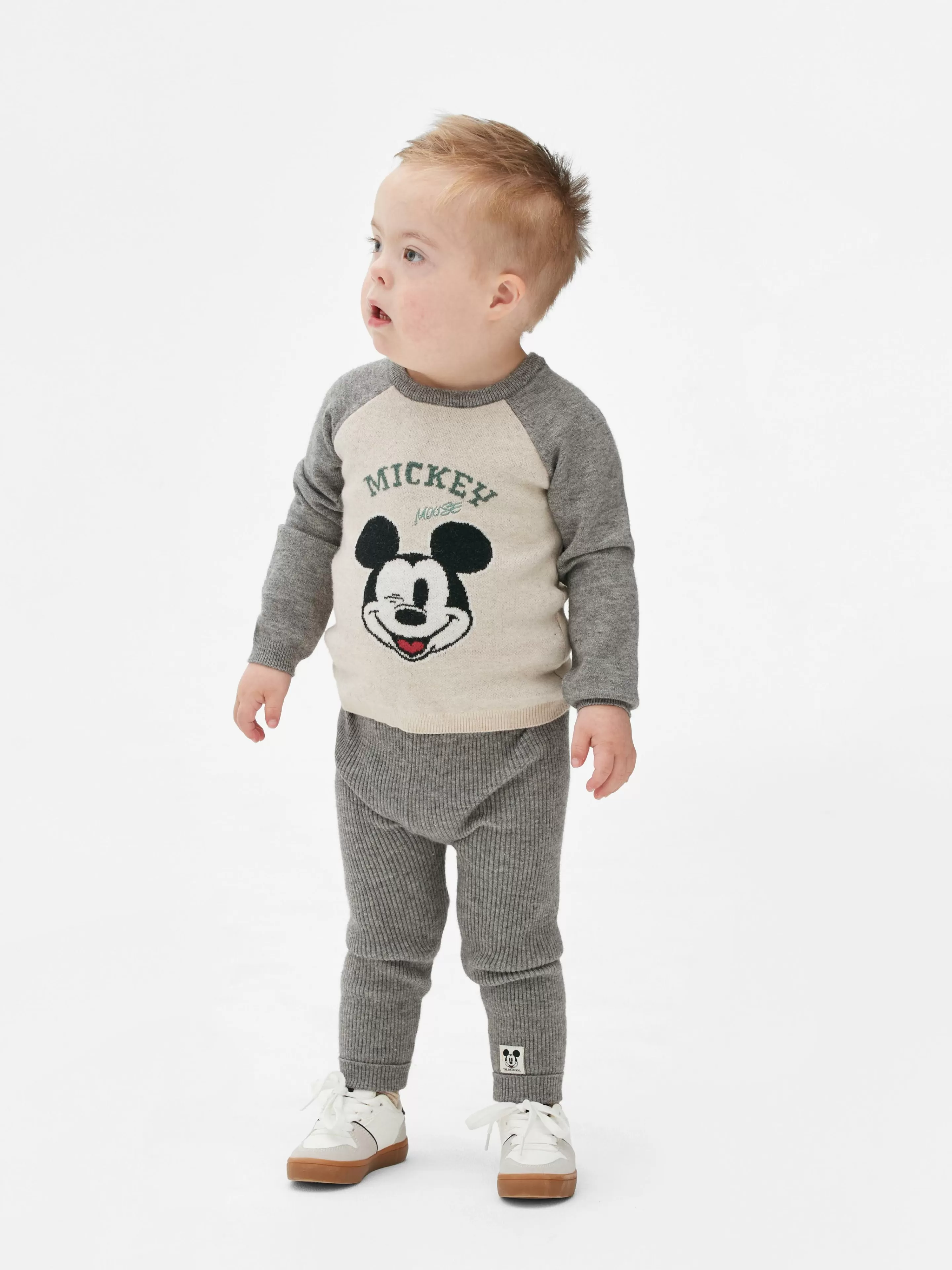 Primark Sets Und Outfits | „Disney Micky Maus“ Strickpullover Und Leggings Im Kombiset Grau