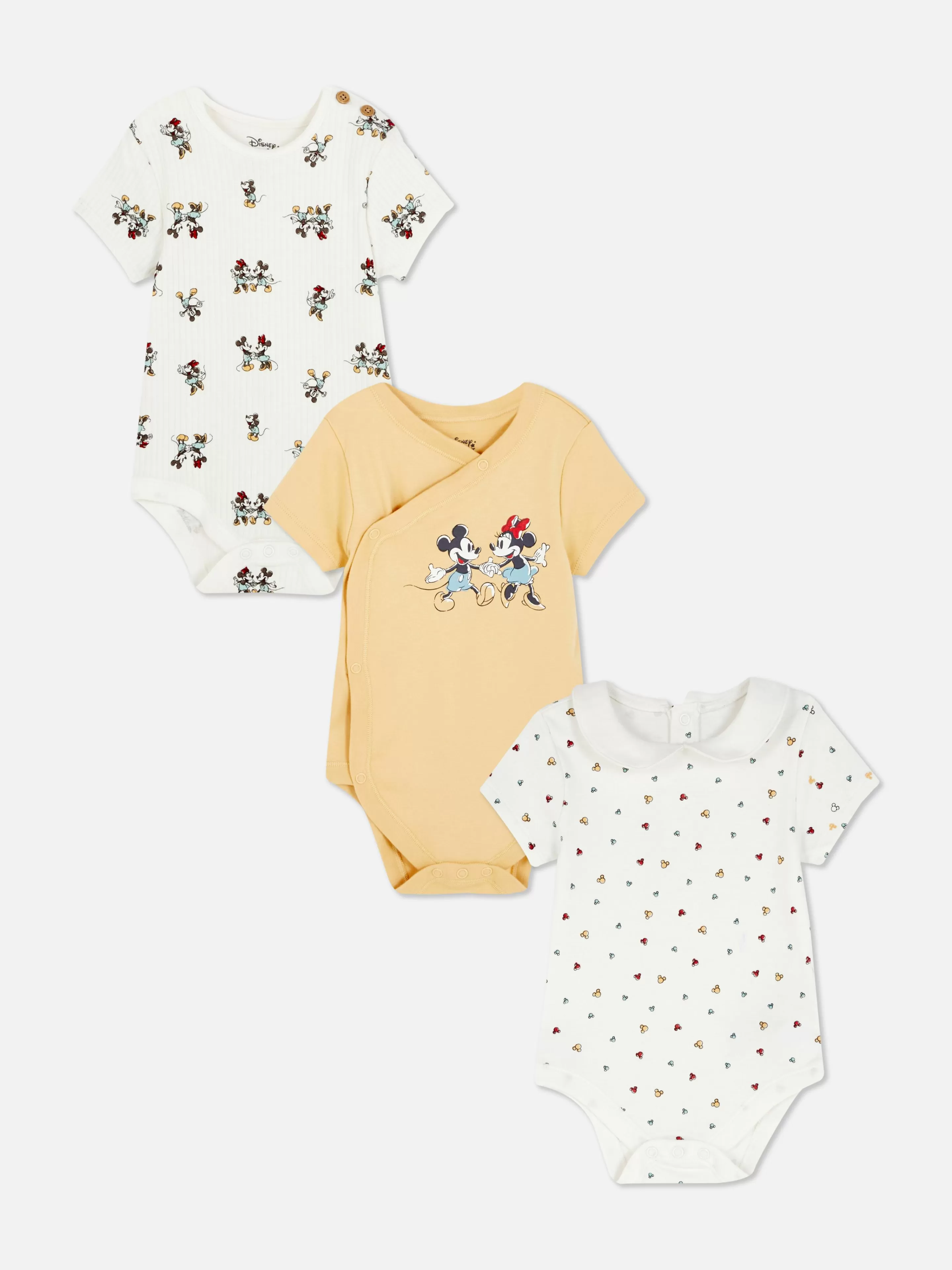 Primark Bodys Und Westen | „Disney Micky Maus Und Minnie Maus“ Bodys, 3er-Pack Elfenbeinfarben