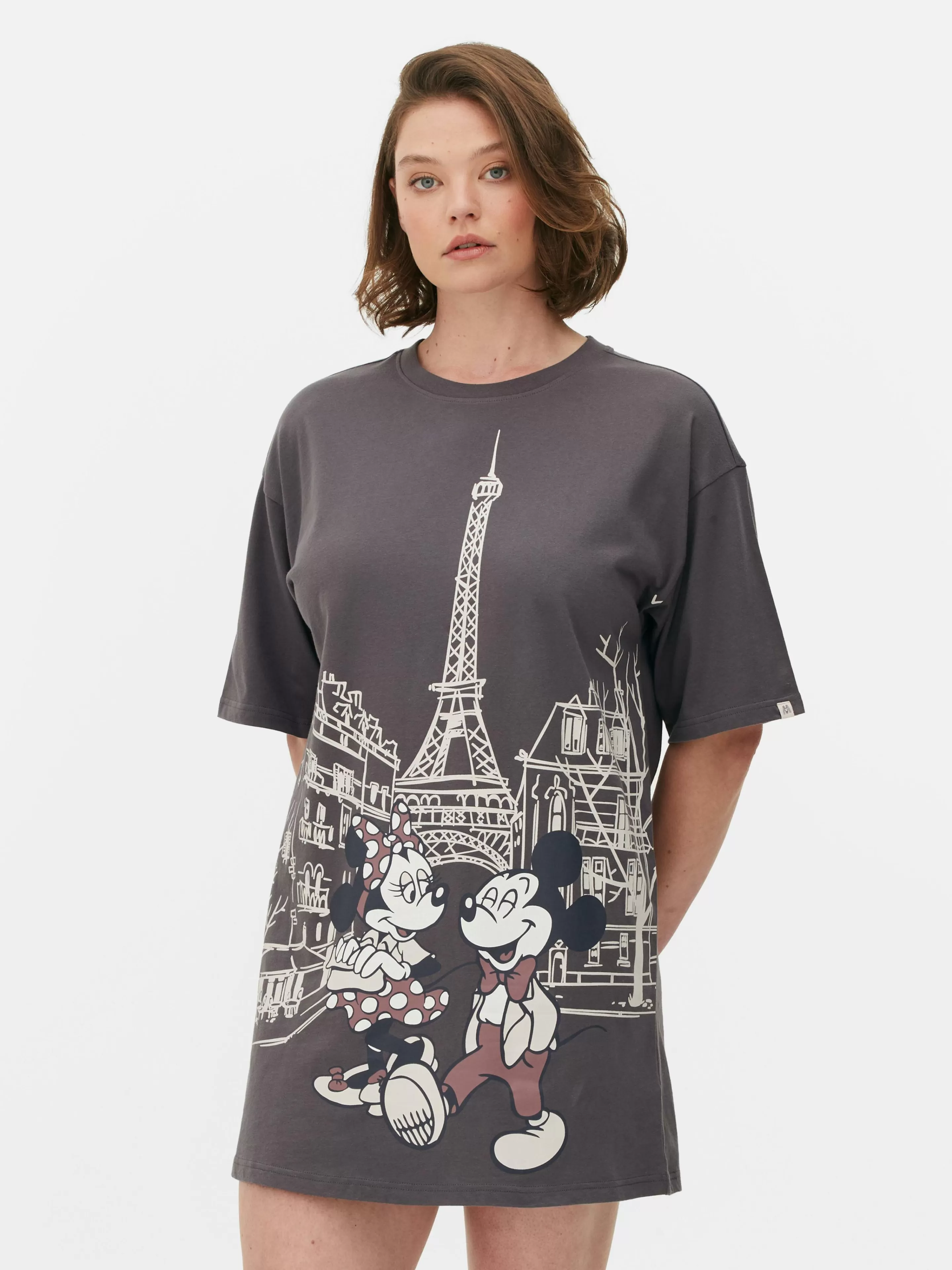 Primark Schlafshirts Und Nachthemden | „Disney Micky Maus Und Minnie Maus“ Schlaf-T-Shirt Anthrazitfarben