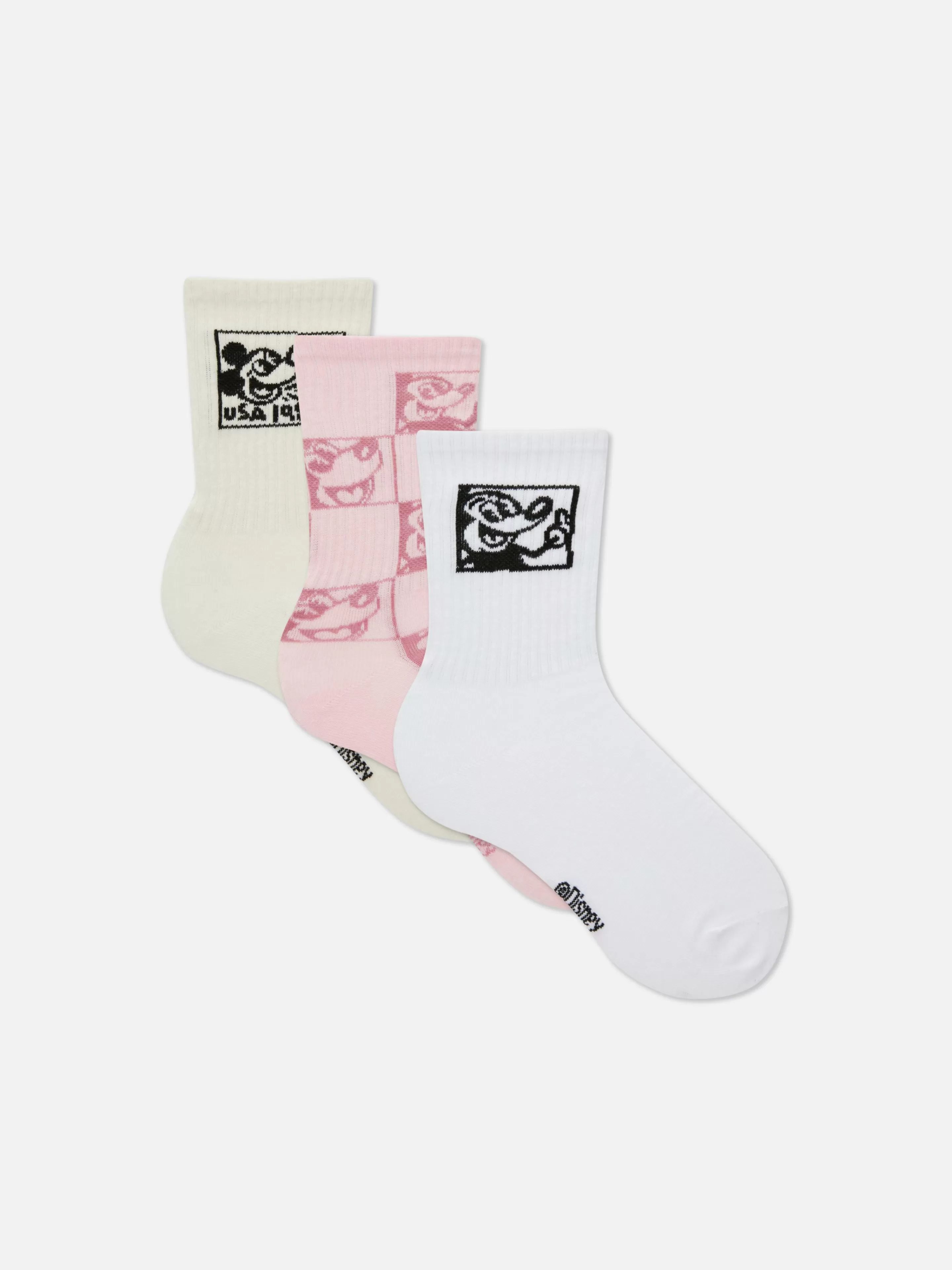 Primark Socken | „Disney Micky Maus X Keith Haring“ Crew-Socken, 3er-Pack Rot