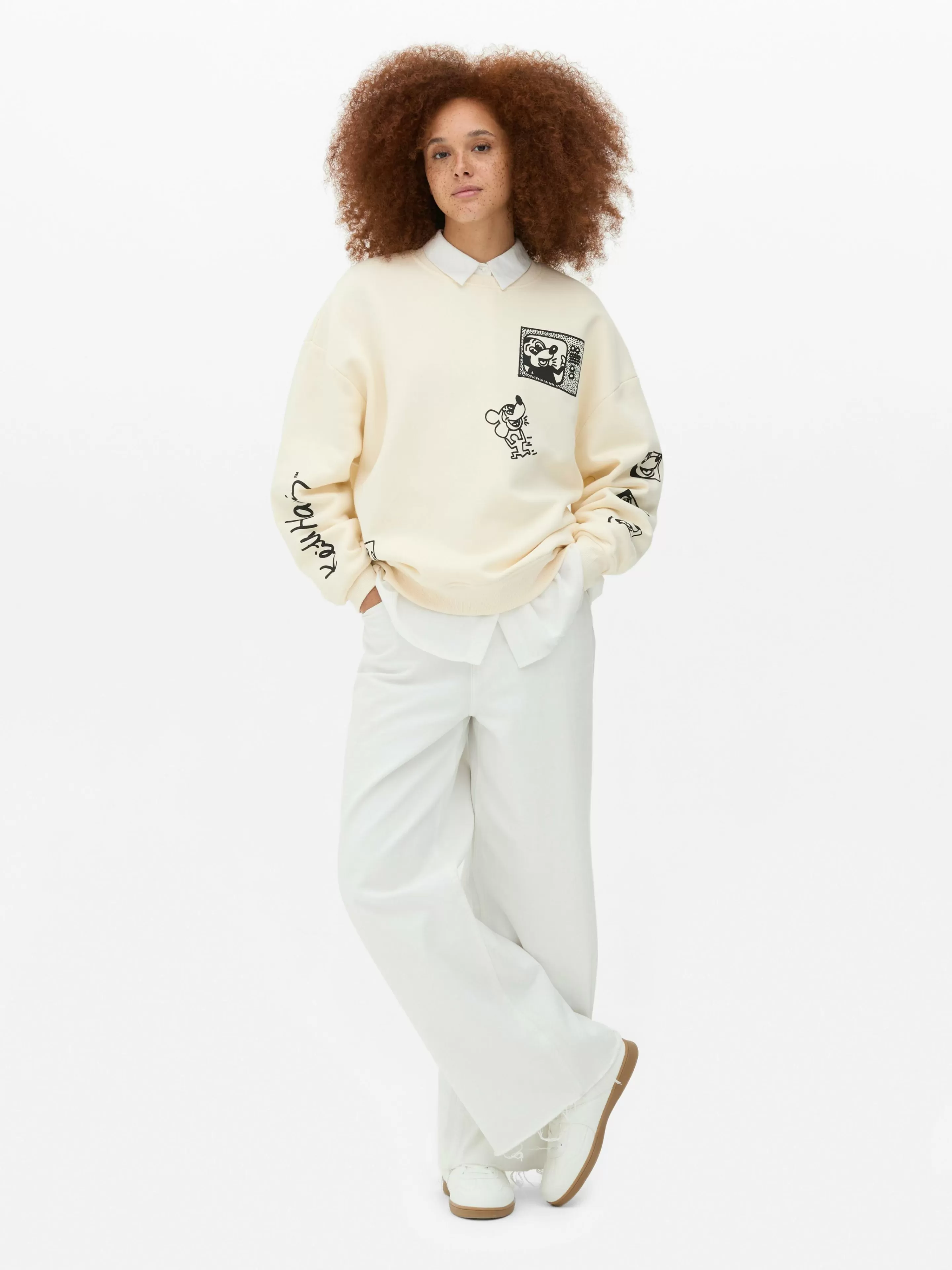 Primark Hoodies Und Sweatshirts | „Disney Micky Maus X Keith Haring“ Sweatshirt Cremefarben