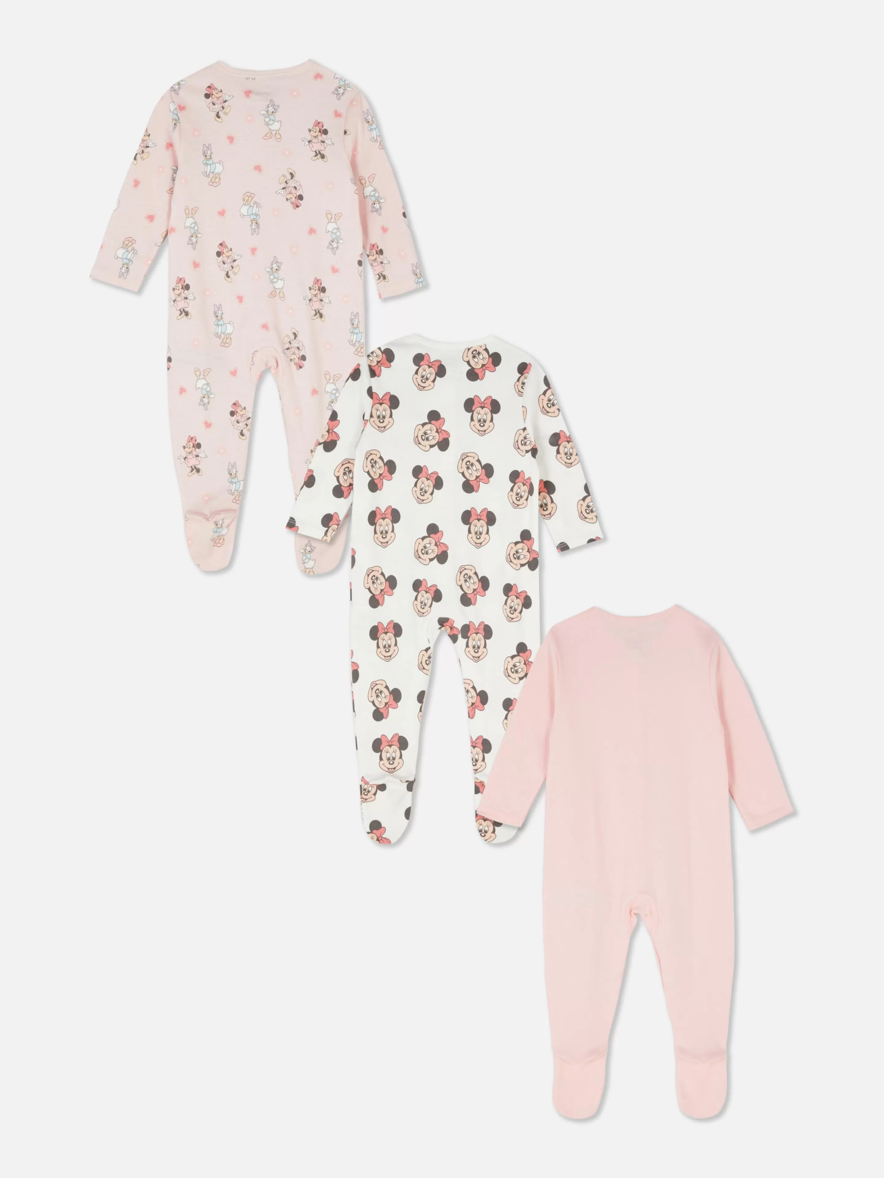 Primark Babygirls Und Strampler | „Disney Minnie Daisy“ Velours-Schlafanzüge, 3er-Pack Rosa