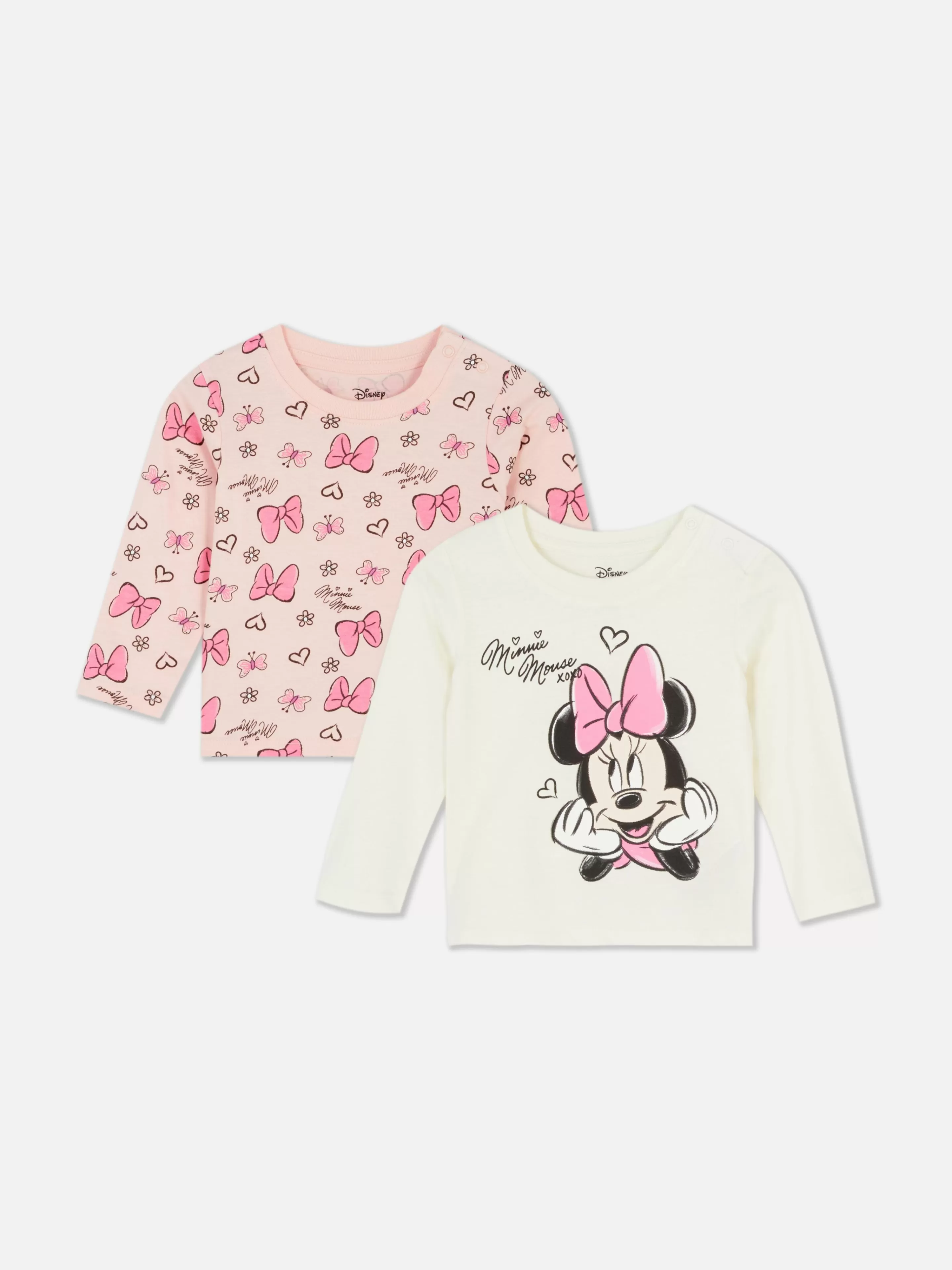 Primark Tops Und T-Shirts | „Disney Minnie Maus“ Langärmelige T-Shirts, 2er-Pack Rosa