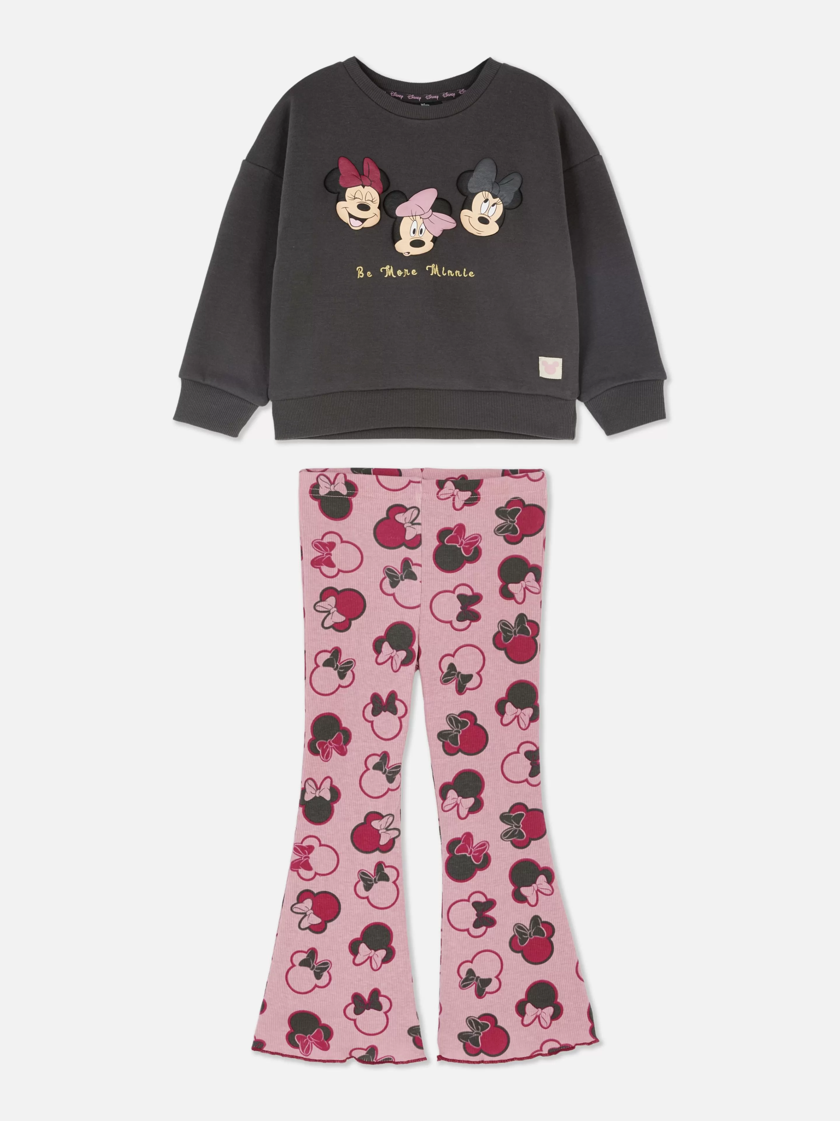 Primark Sets Und Outfits | „Disney Minnie Maus“ Rundhalsshirt Und Leggings Im Set Anthrazitfarben