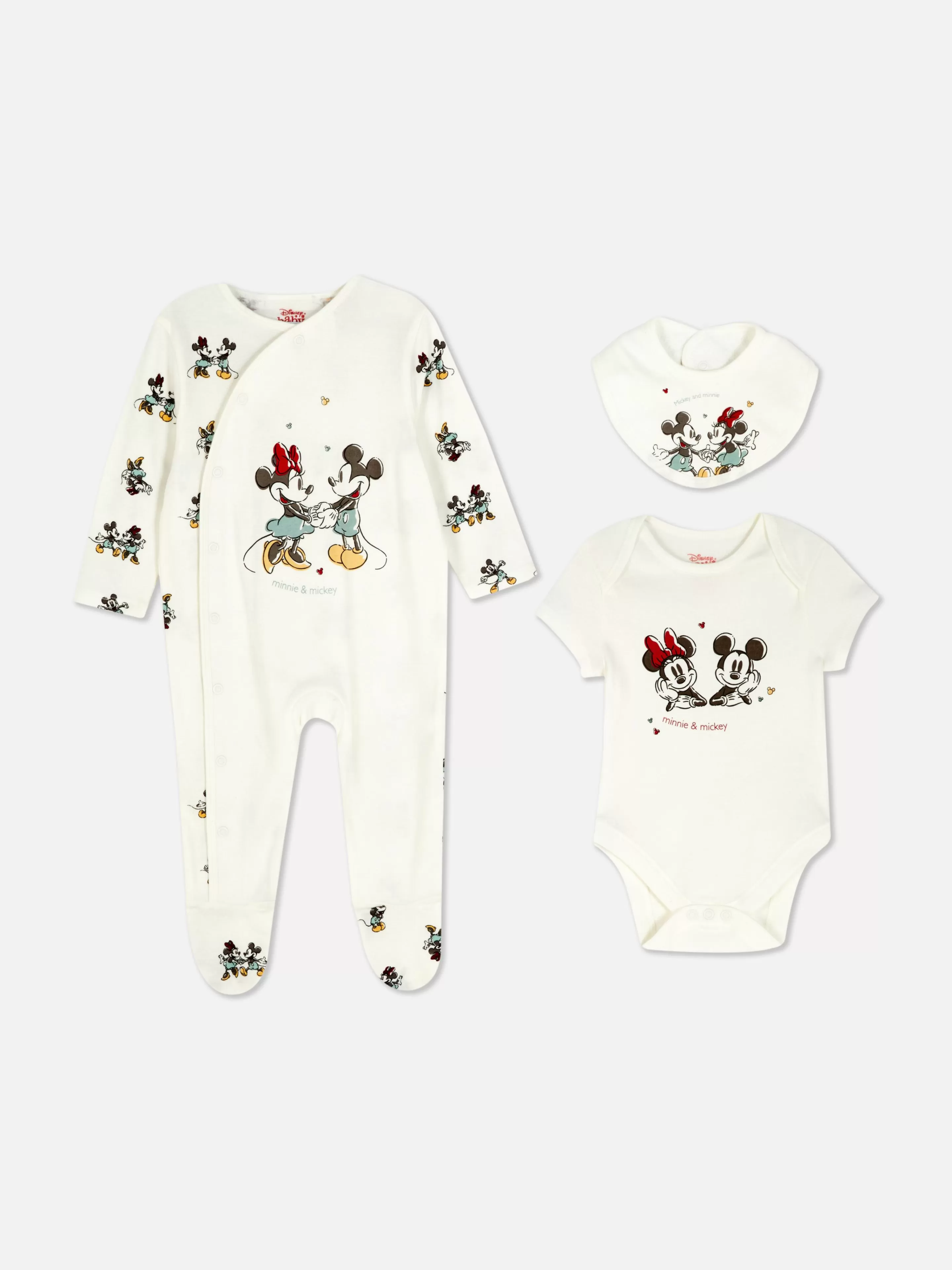 Primark Sets Und Outfits | „Disney“ Schlafanzug, Bodysuit Und Lätzchen Im Set Elfenbeinfarben