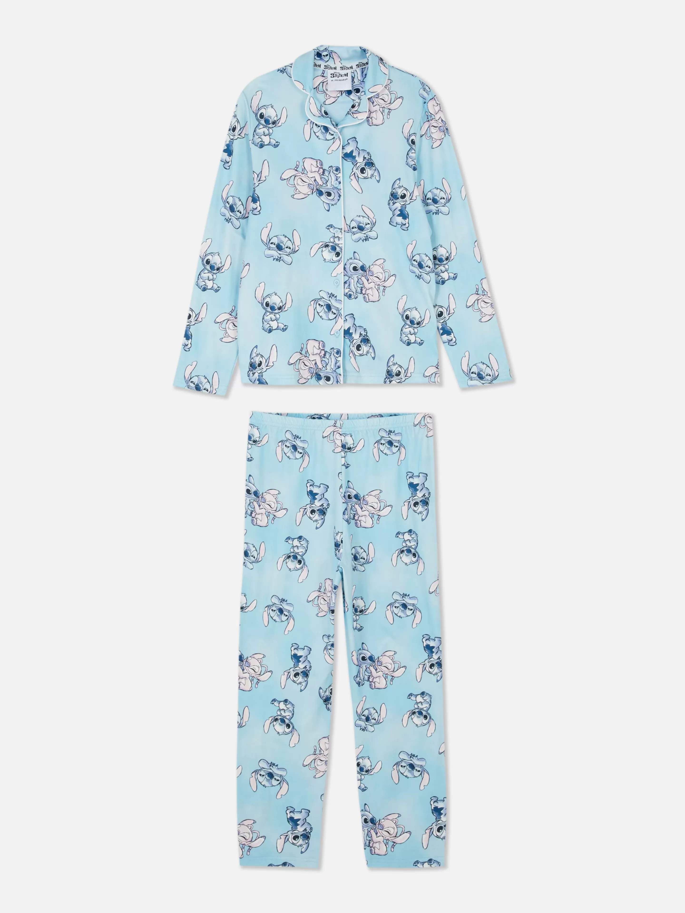 Primark Schlafanzüge Und Nachtwäsche | „Disney Stitch & Engel“ Langarm-Schlafanzug Blau