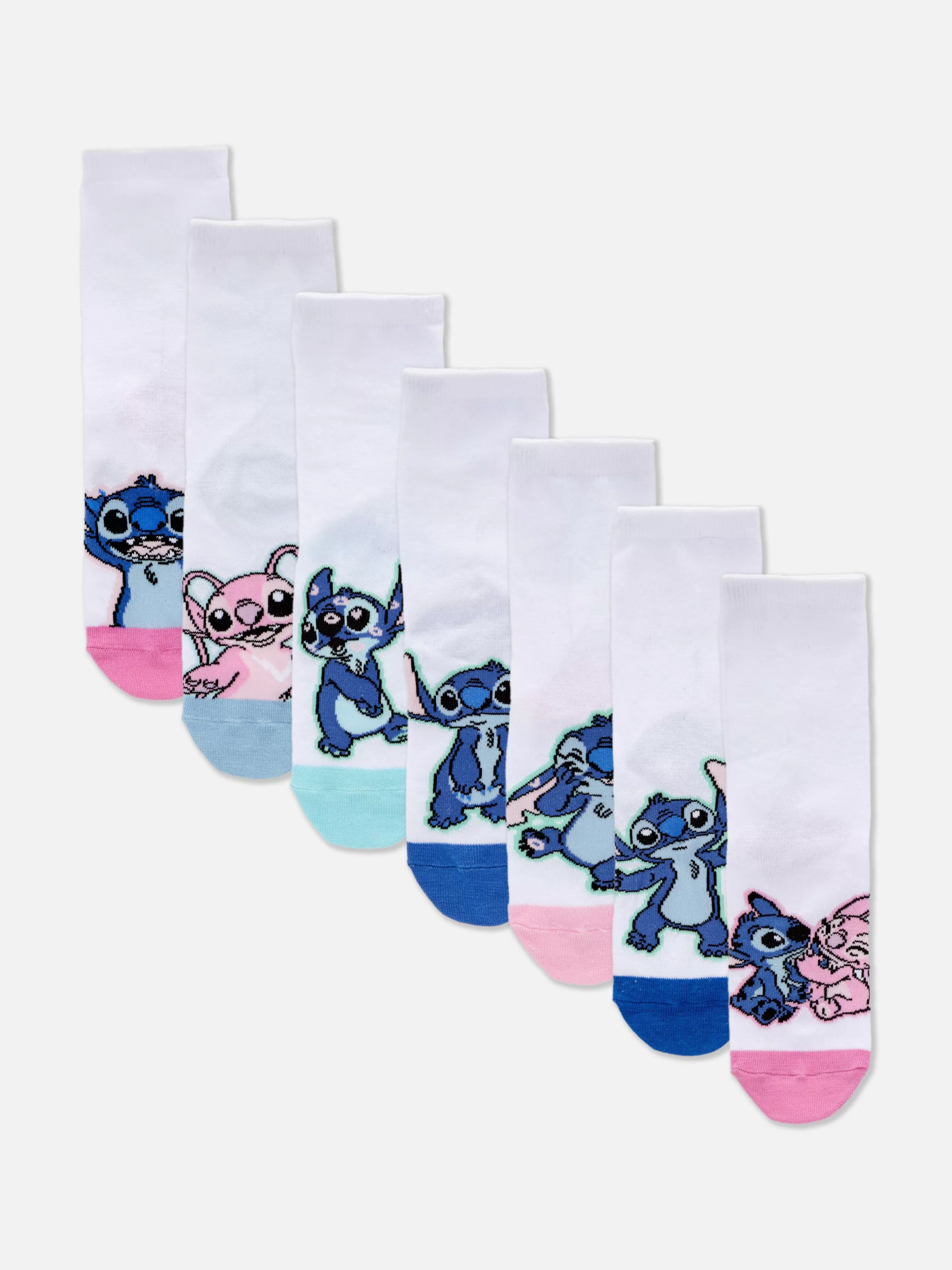 Primark Socken Und Strumpfhosen | „Disney Stitch & Engel“ Söckchen, 7er-Pack Multi