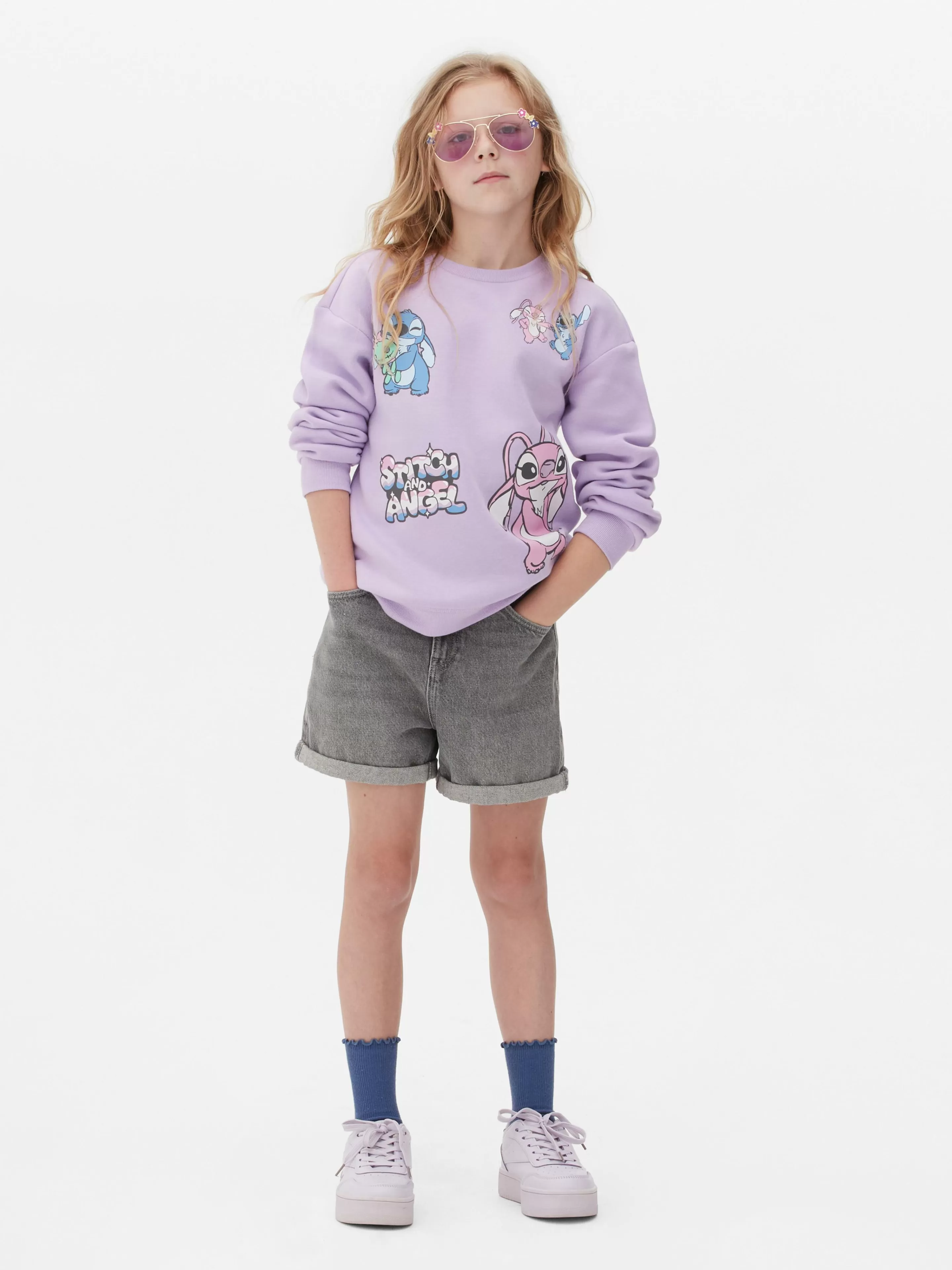 Primark Hoodies Und Sweatshirts | „Disney Stitch & Engel“ Sweatshirt Mit Rundhalsausschnitt Violett