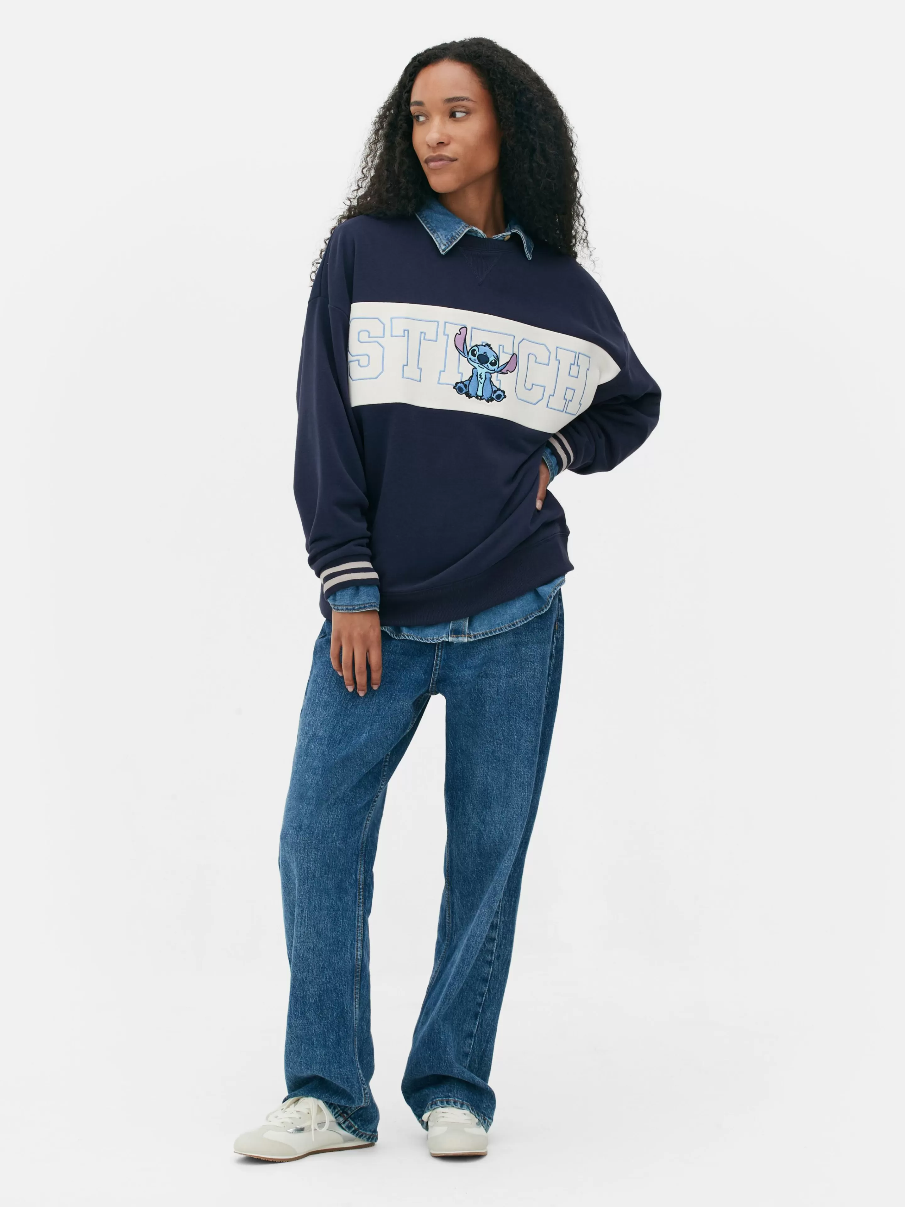 Primark Hoodies Und Sweatshirts | „Disney Stitch“ Sweatshirt Mit Kontrasttext Marineblau