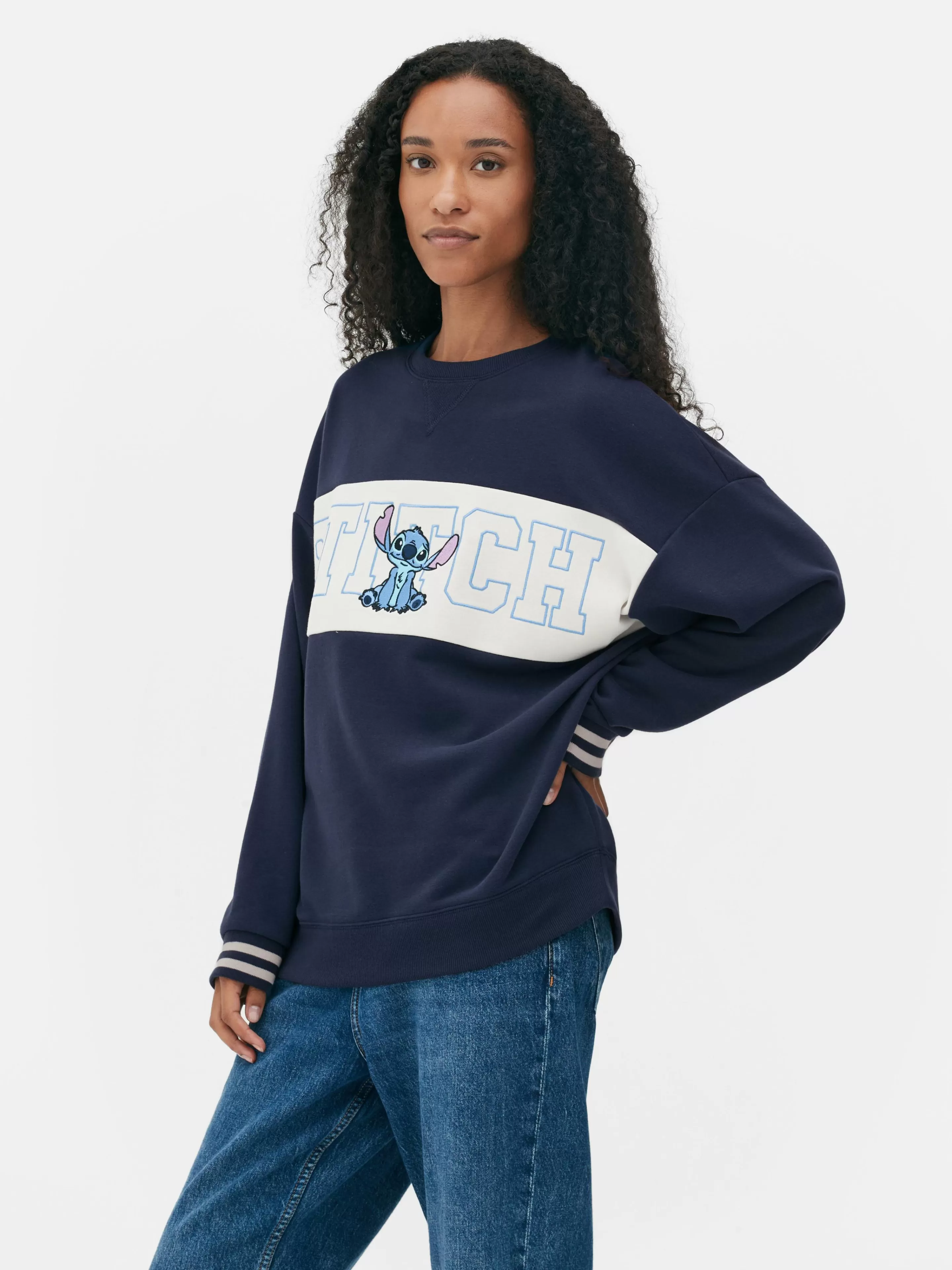 Primark Hoodies Und Sweatshirts | „Disney Stitch“ Sweatshirt Mit Kontrasttext Marineblau