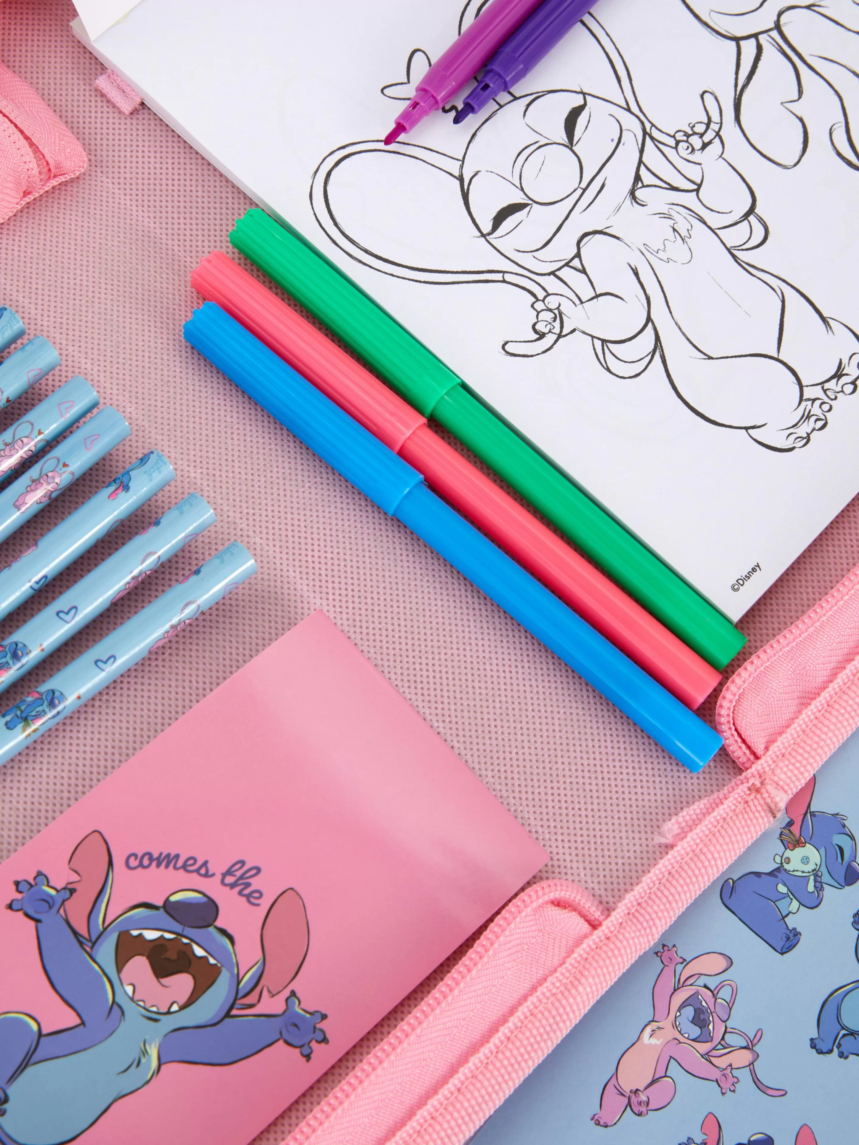 Primark Buntstifte | „Disney Stitch Und Angel“ Schreibwarenset Rosa