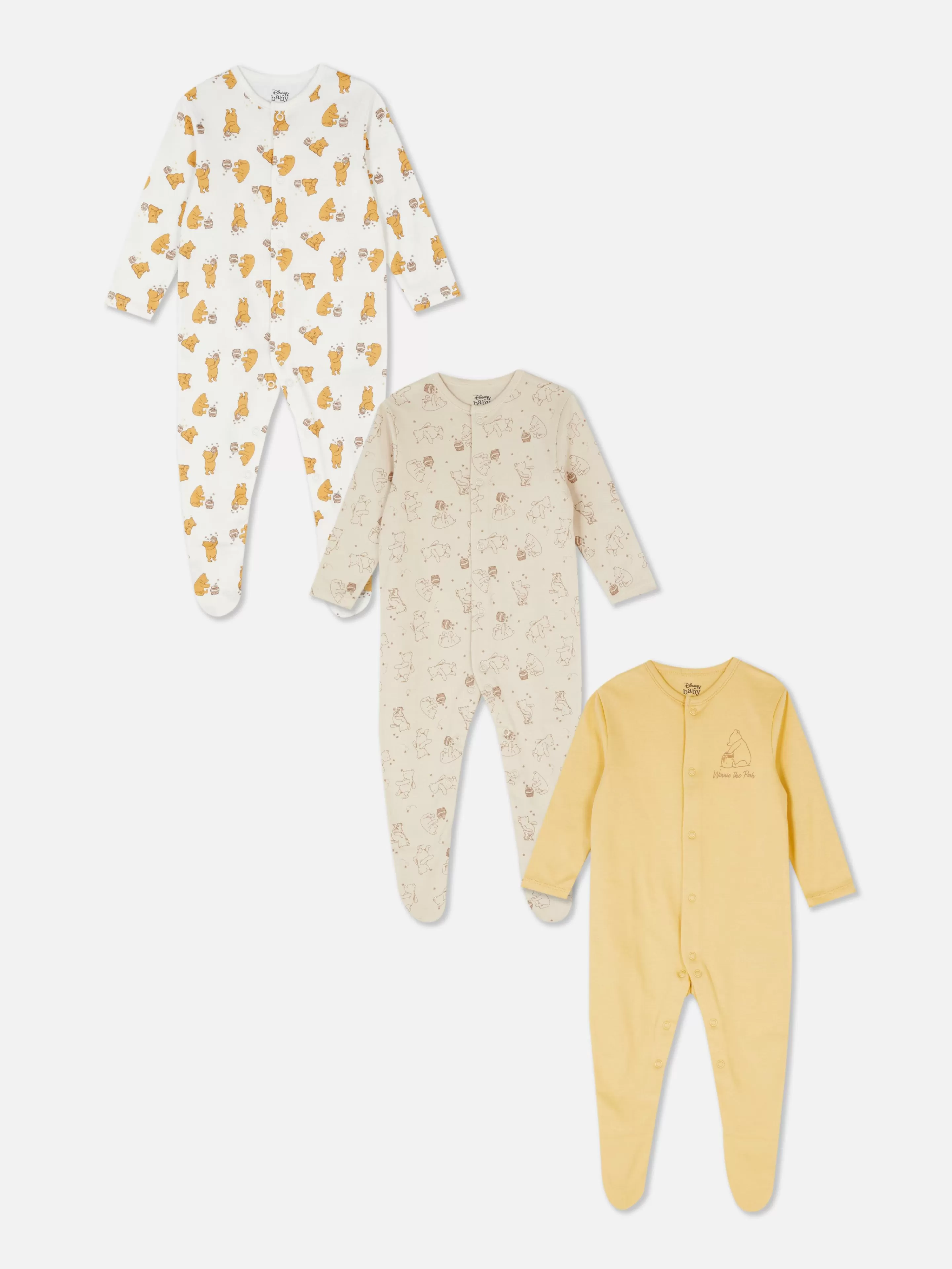 Primark Babygirls Und Strampler | „Disney Winnie Puuh“ Schlafstrampler, 3er-Pack Grau