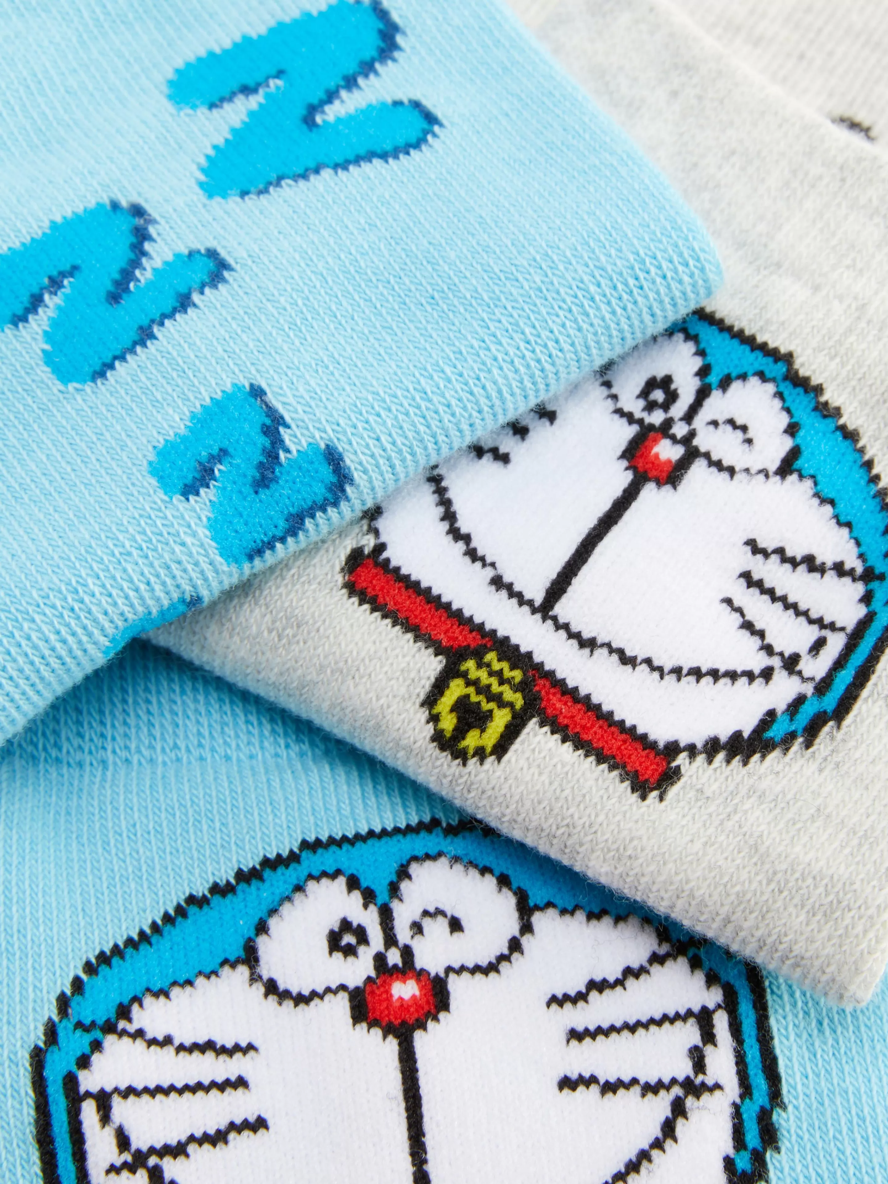 Primark Socken | „Doraemon“ Sneakersocken, 3er-Pack Blau