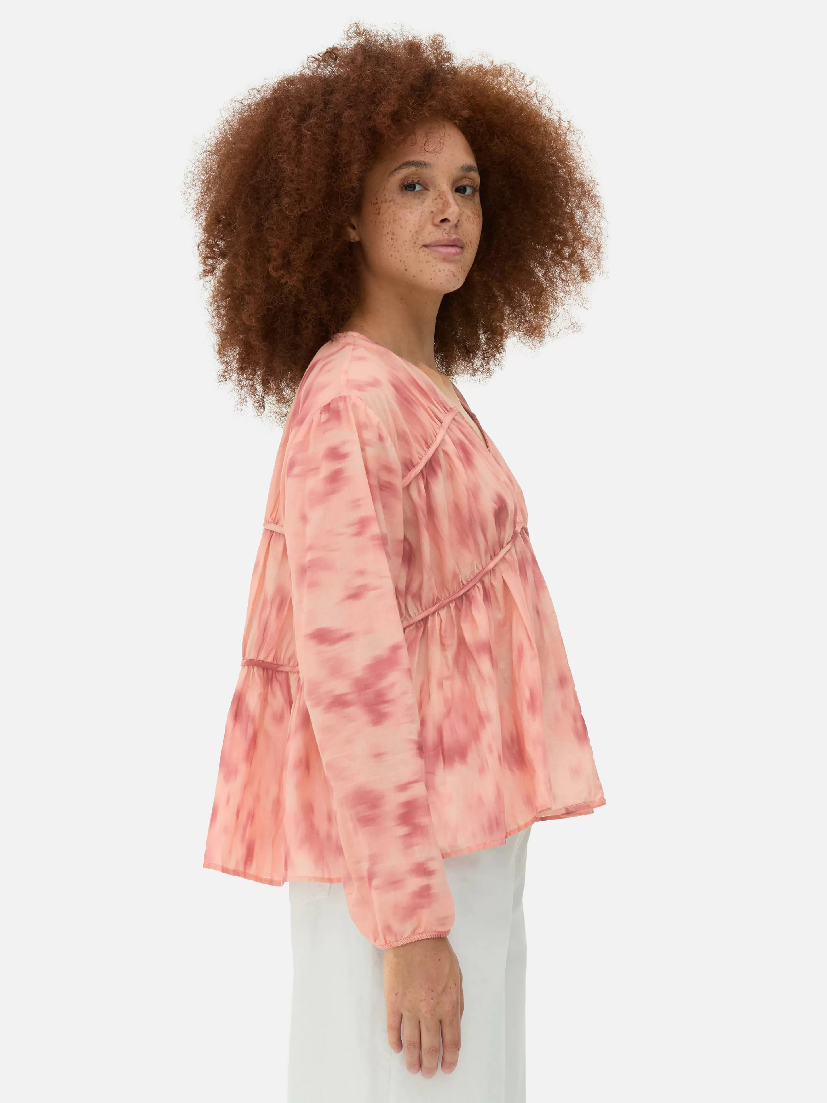 Primark Blusen | Drapierte, Gesmokte Bluse Aus Voile Rosa