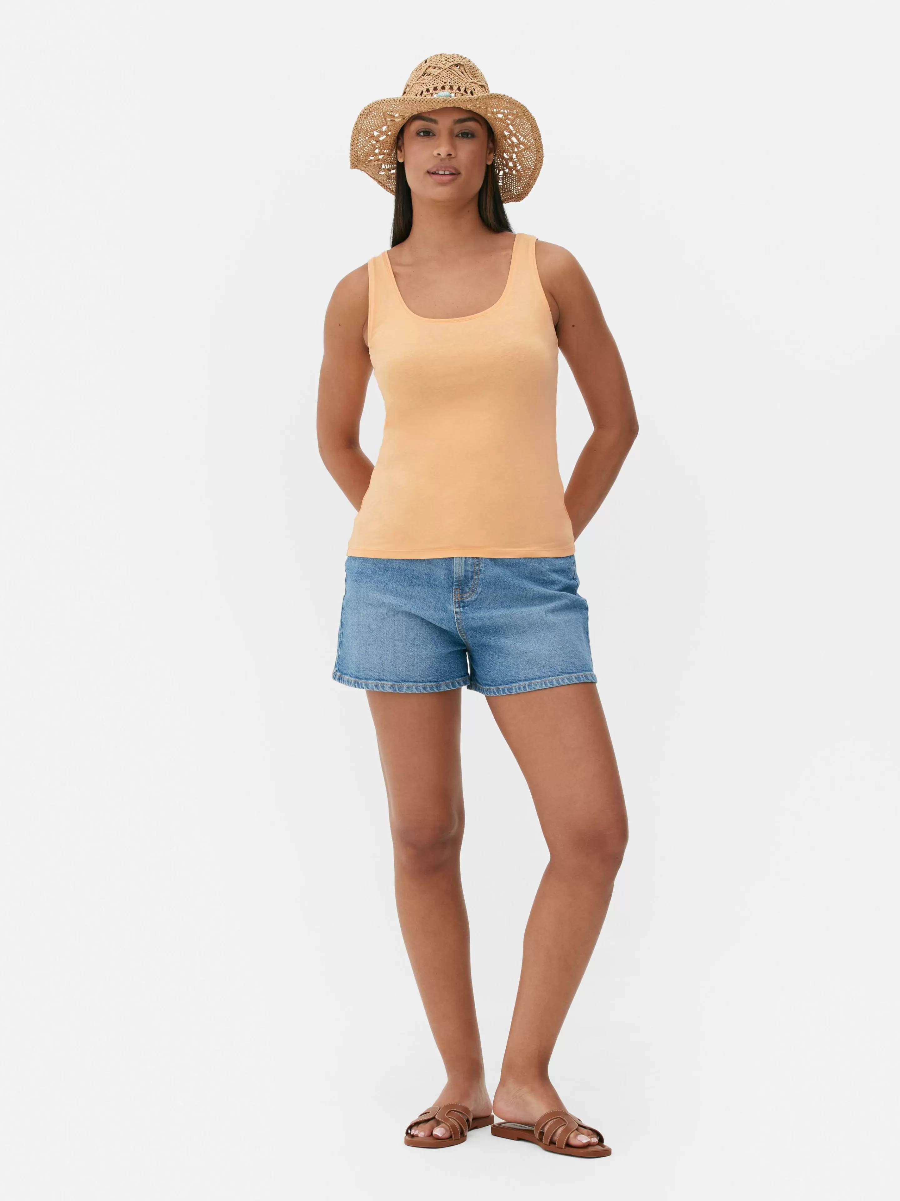 Primark Tops Und T-Shirts | Essential Stretch-Trägerhemd Mit U-Ausschnitt Pfirsichfarben