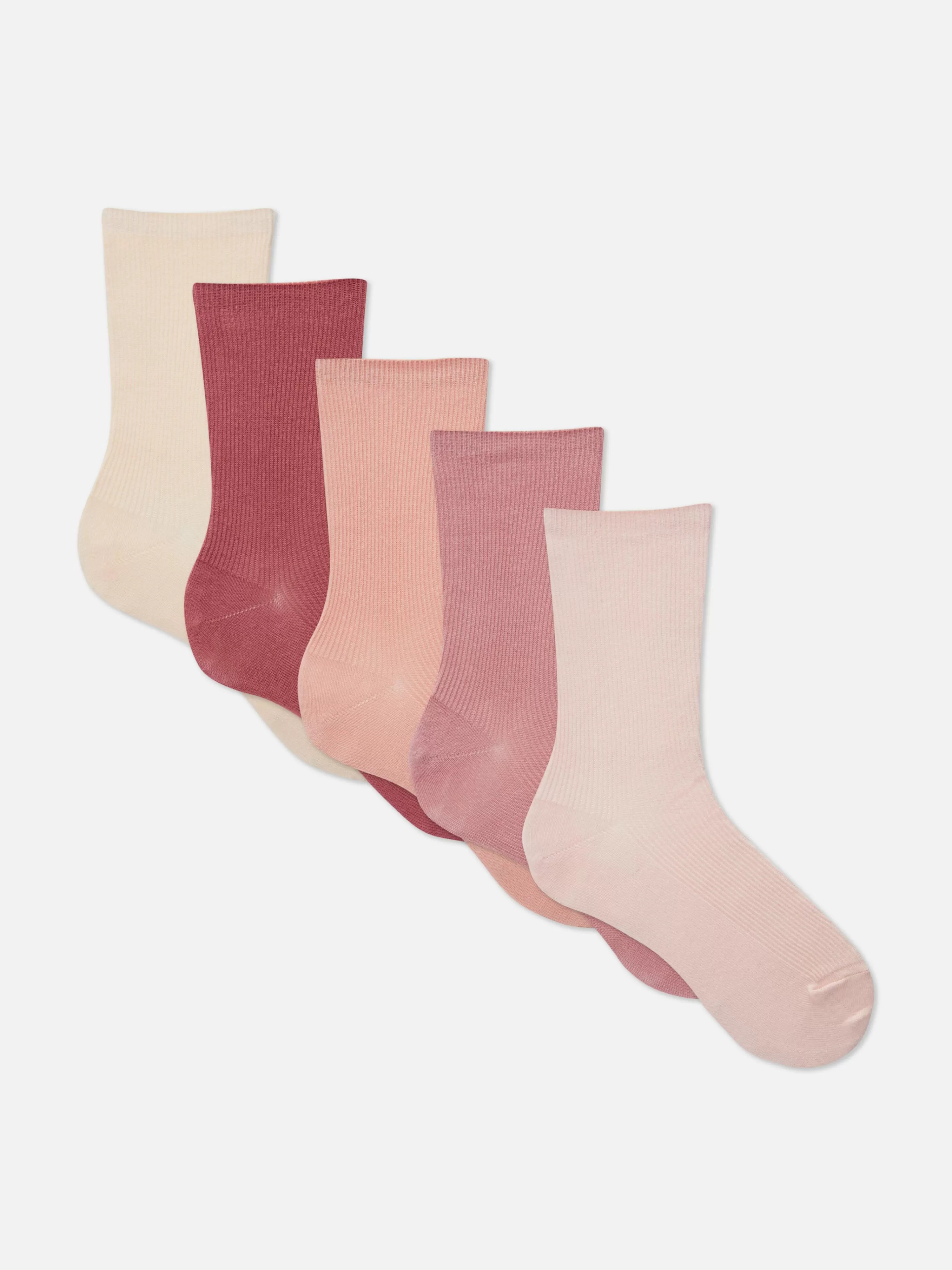 Primark Socken | Farblich Abgestimmte Crew-Socken, 5er-Pack Rosa